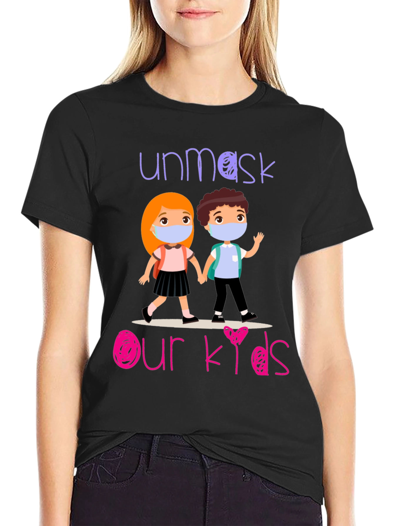 Black Unmask Our Kids Graphic T-Shirt view 2