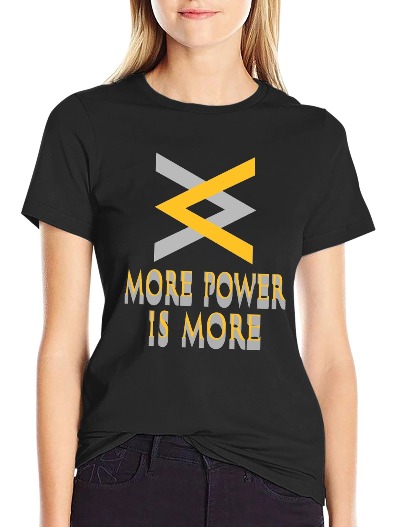 Black More Power is More Graphic Tee view 2