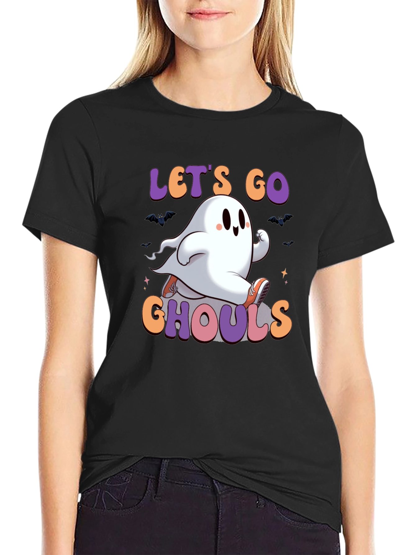 Black Let's Go Ghouls Graphic Tee view 2