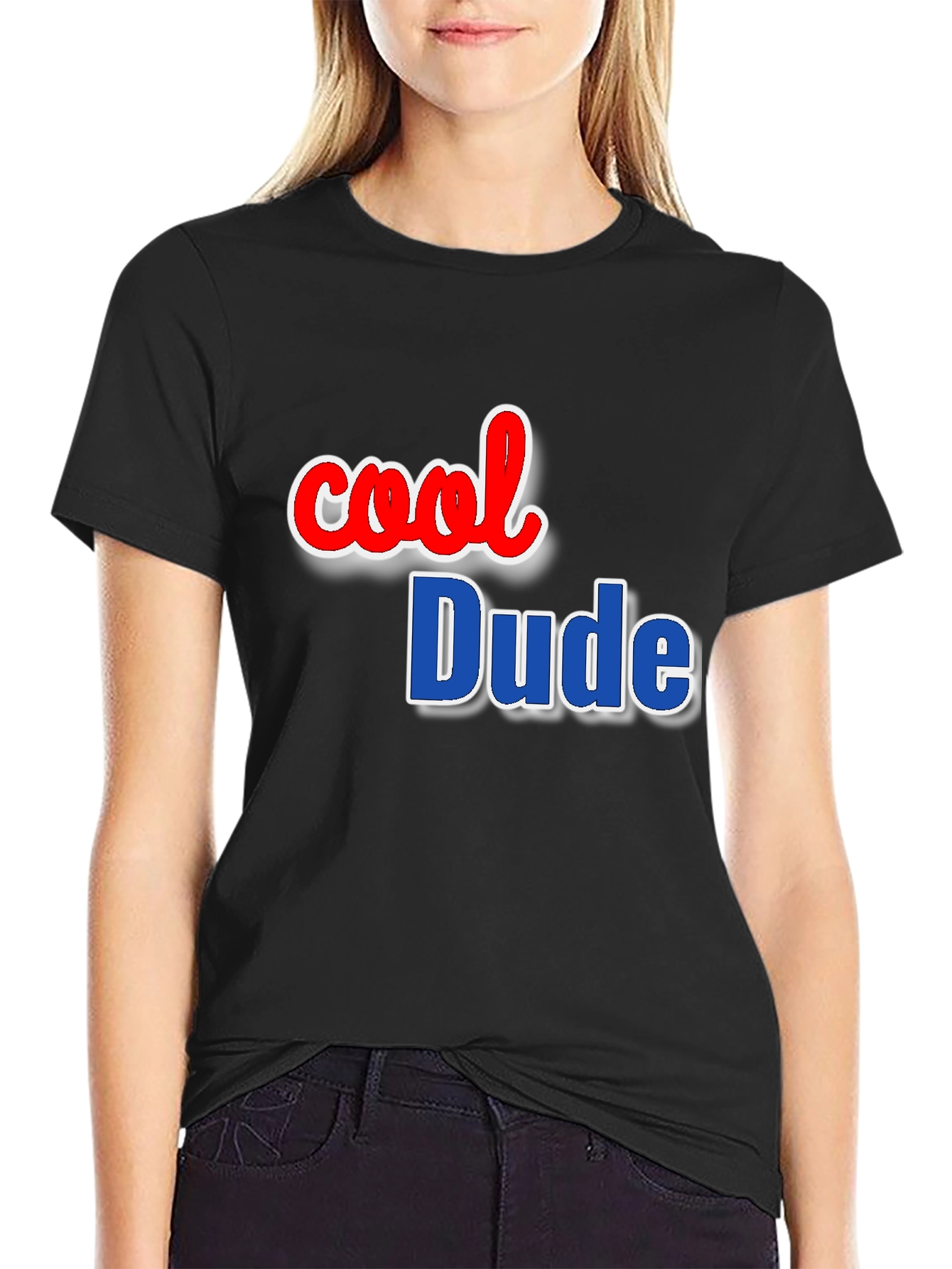 Black Cool Dude Graphic Tee - Black Cotton Blend view 2