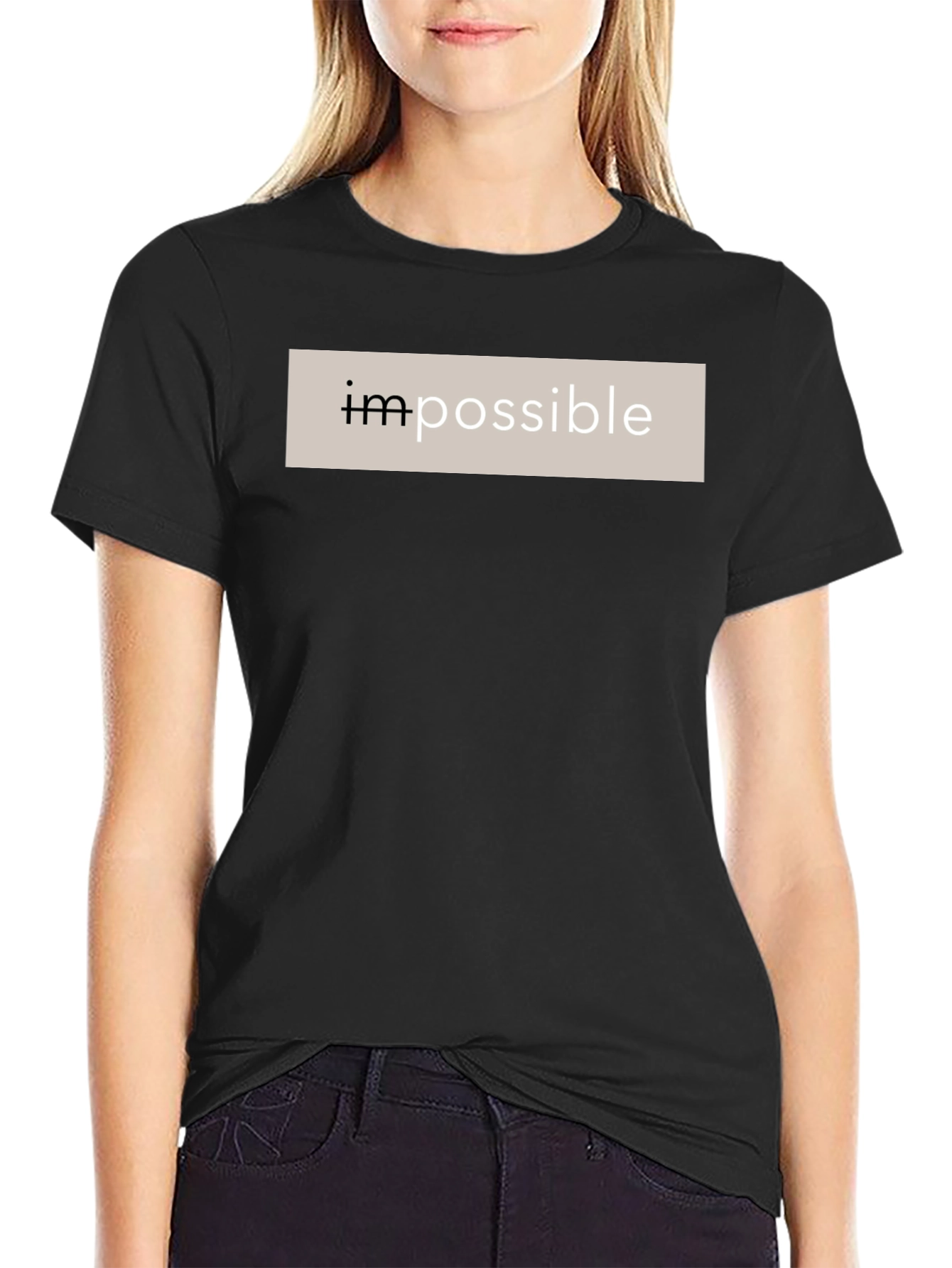 Black Impossible Black Cotton Graphic Tee view 2