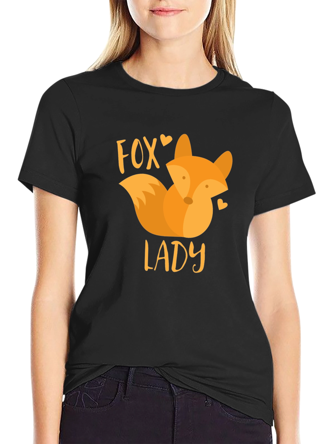 Black Fox Lady Graphic T-Shirt - Fun Animal Design view 2