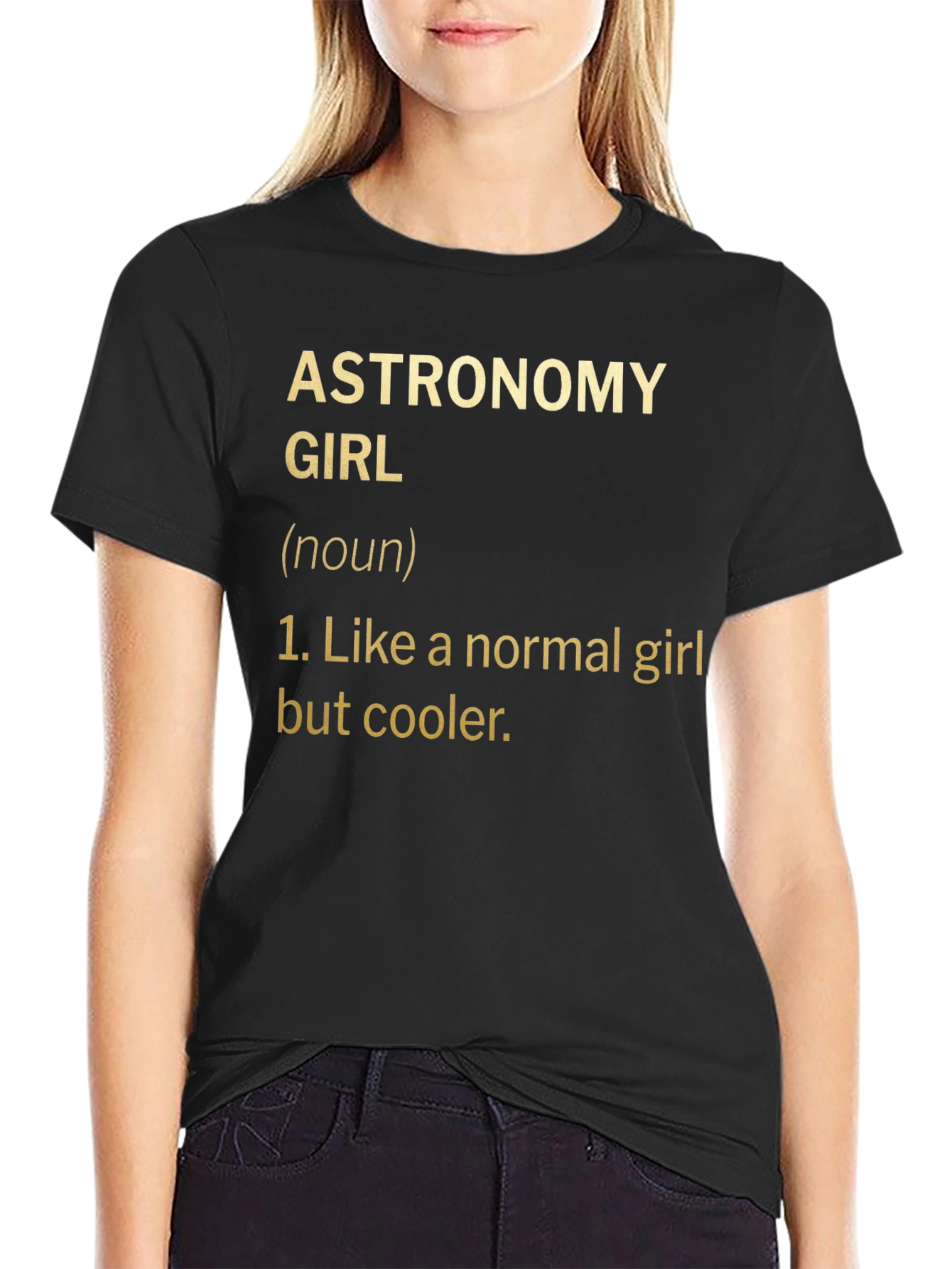 Black Astronomy Girl Black Cotton T-Shirt view 2