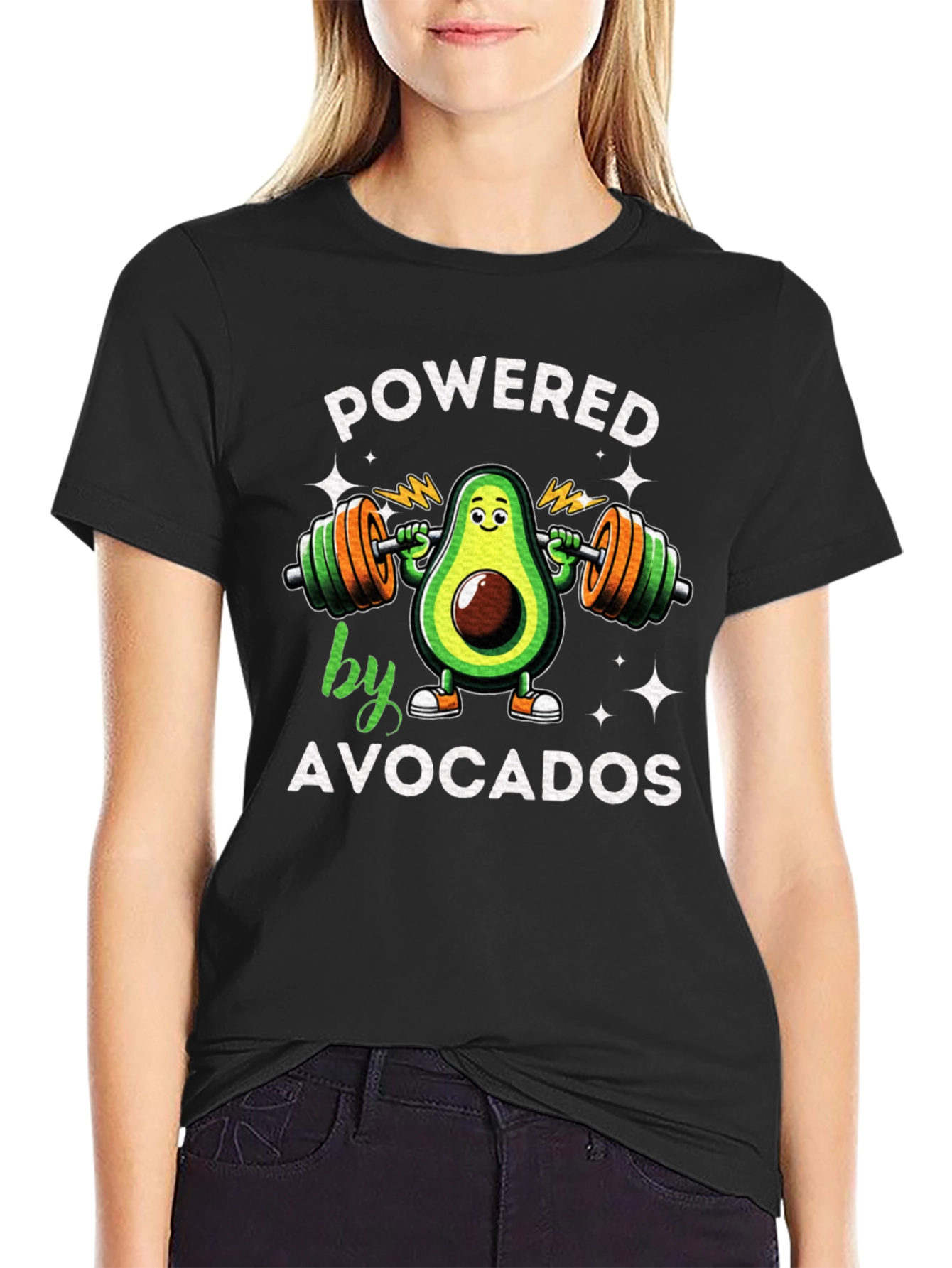 Black Powered by Avocados T-Shirt view 2