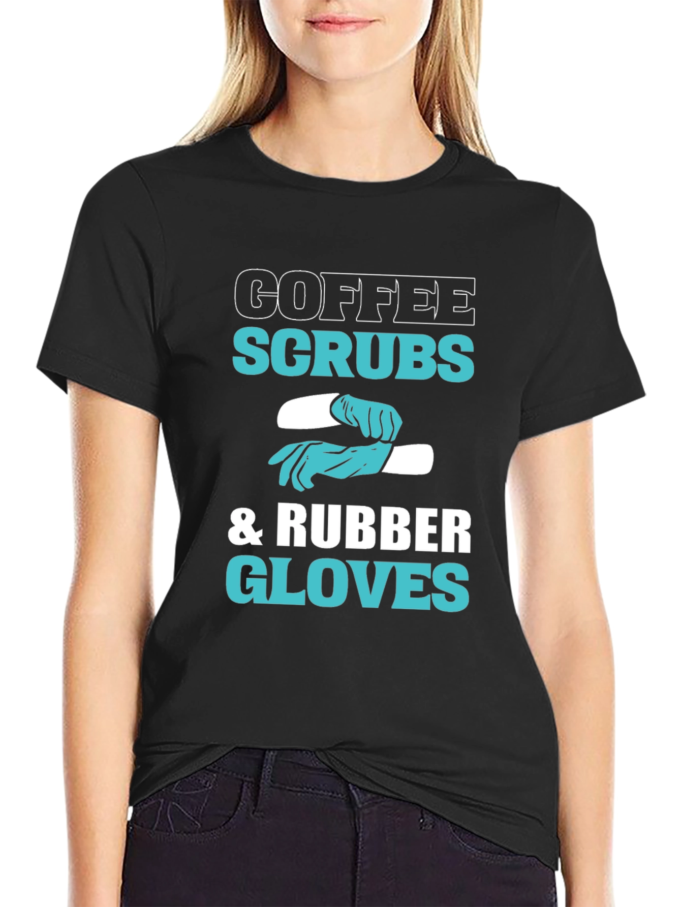 Black Coffee Scrubs & Rubber Gloves Graphic T-Shirt view 2