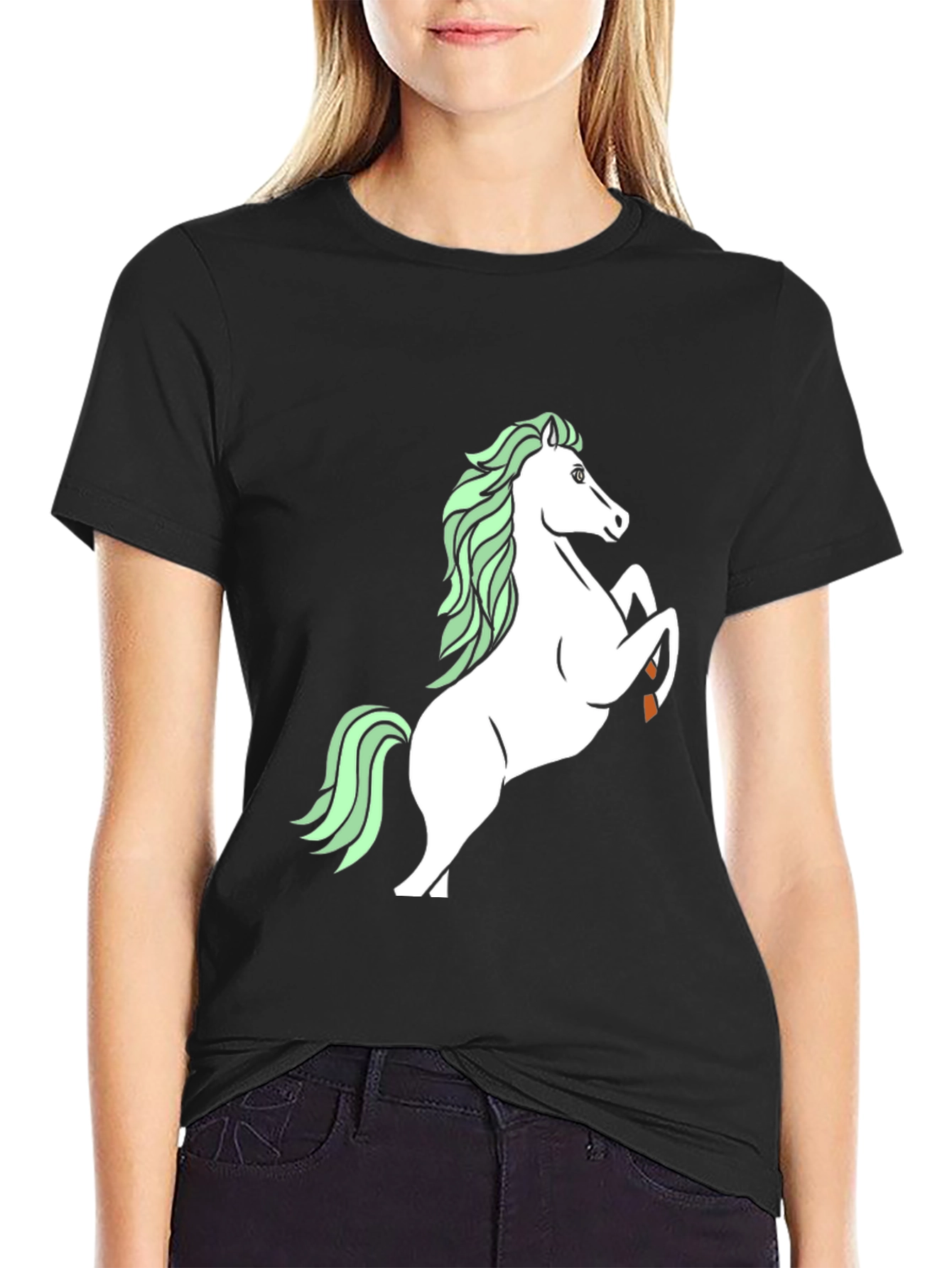 Black Unicorn Graphic Tee - Black Cotton T-Shirt view 2