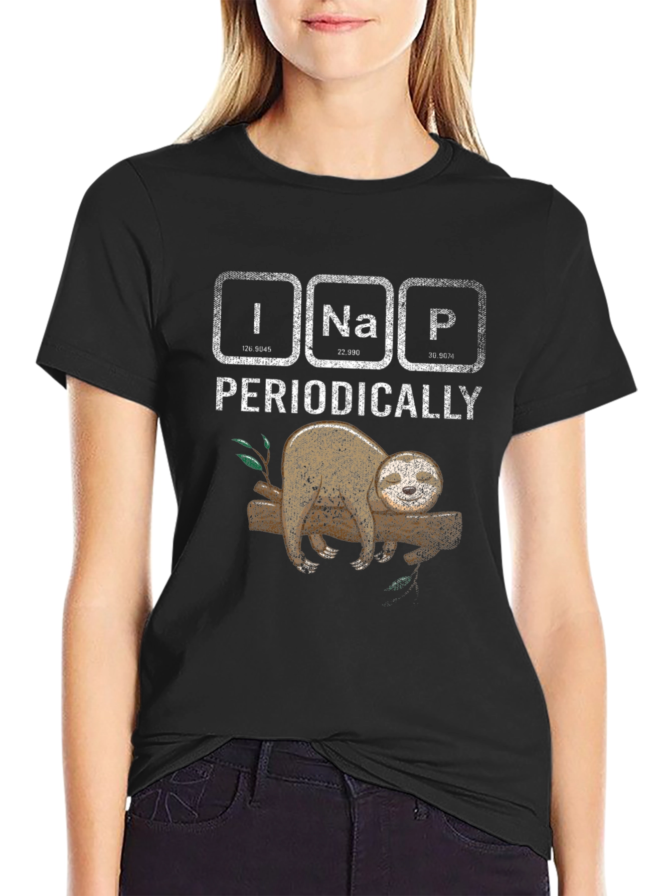 Black I Na P Periodically Sloth T-Shirt view 2