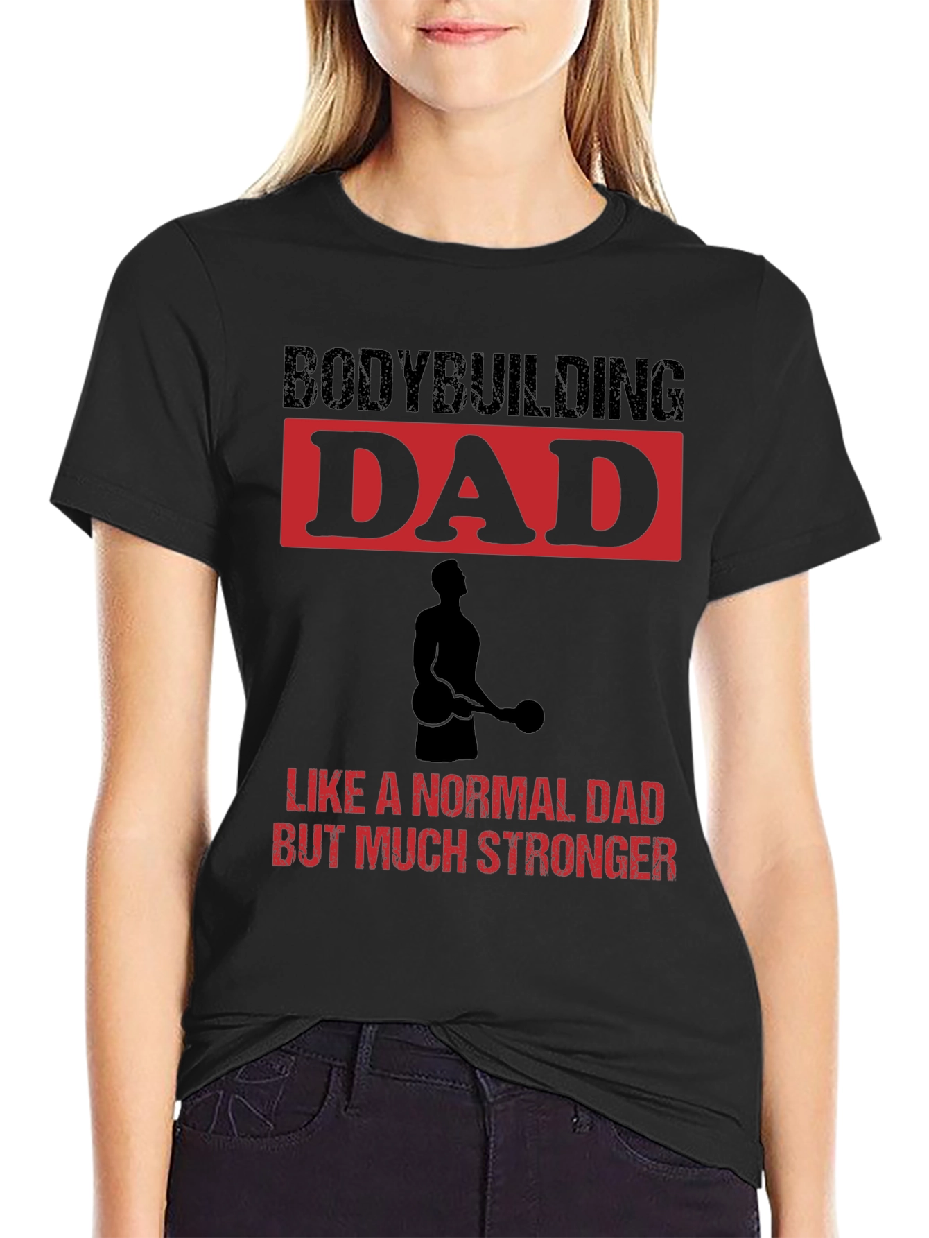Black Bodybuilding Dad T-Shirt - Stronger Than Normal! view 2