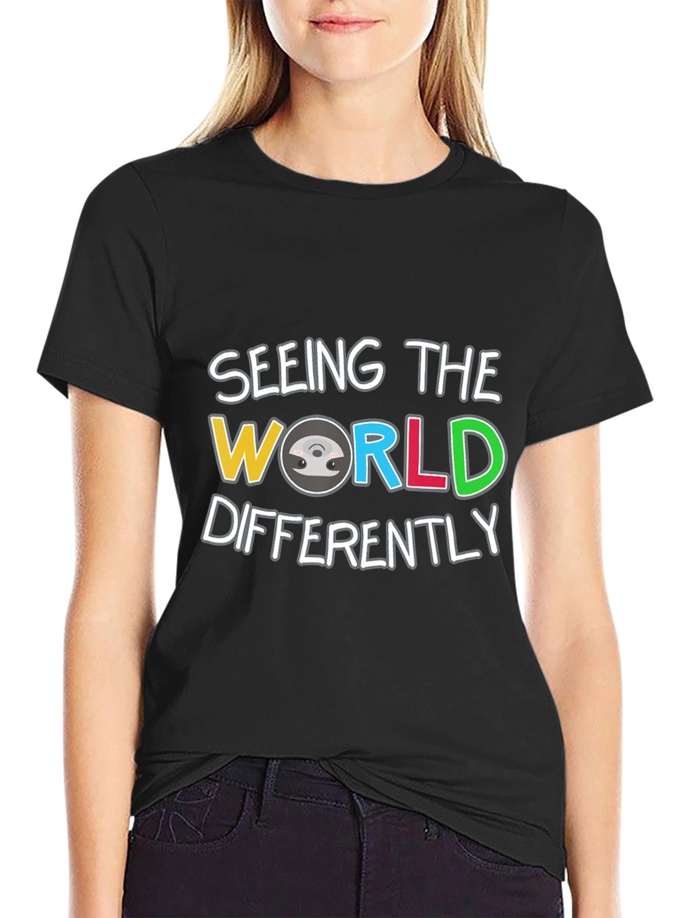Black Seeing The World Differently T-Shirt view 2