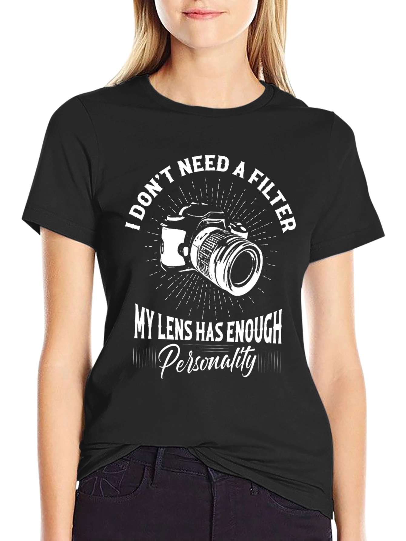 Black Funny Photographer T-Shirt - I Don't Need a Filter view 2