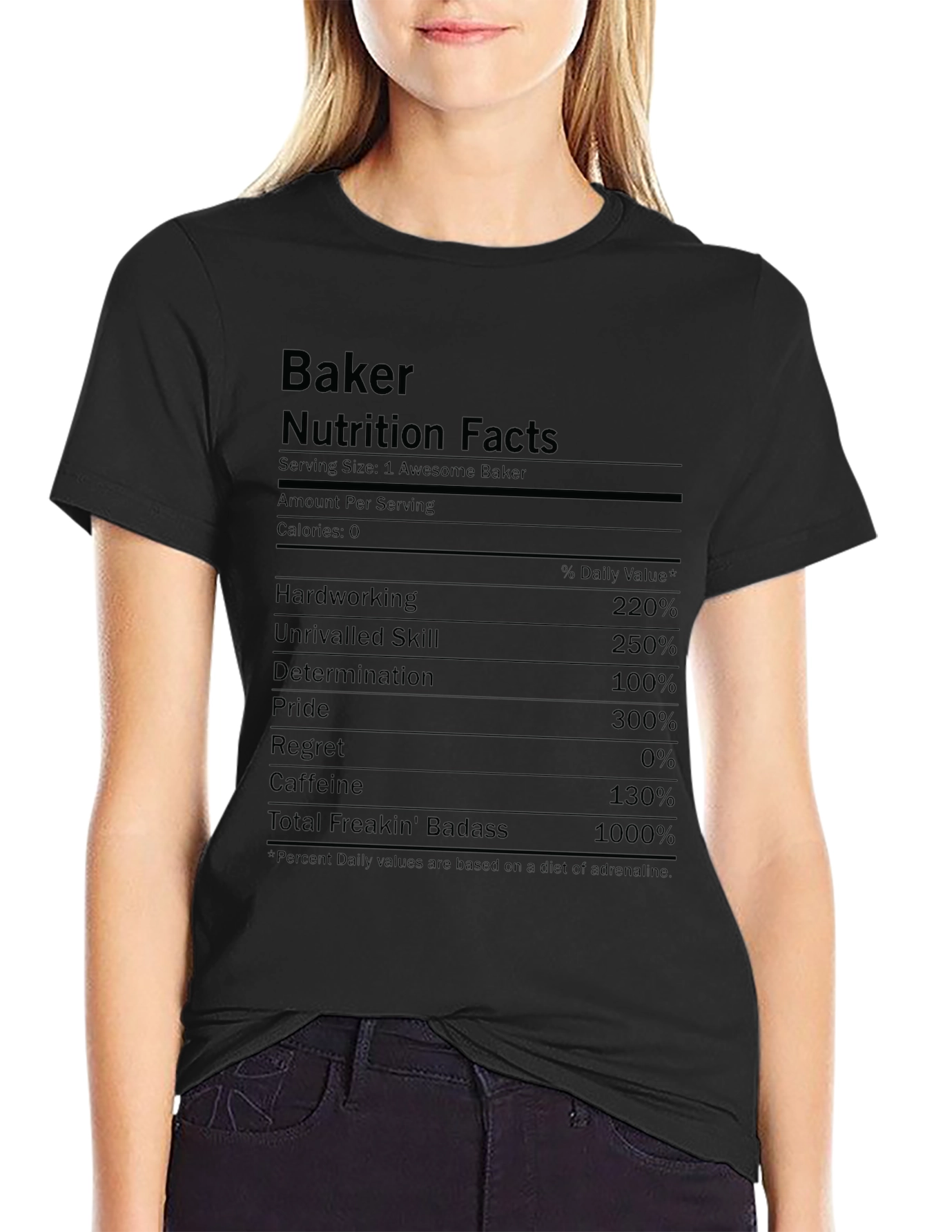 Black Baker Nutrition Facts Black T-Shirt view 2