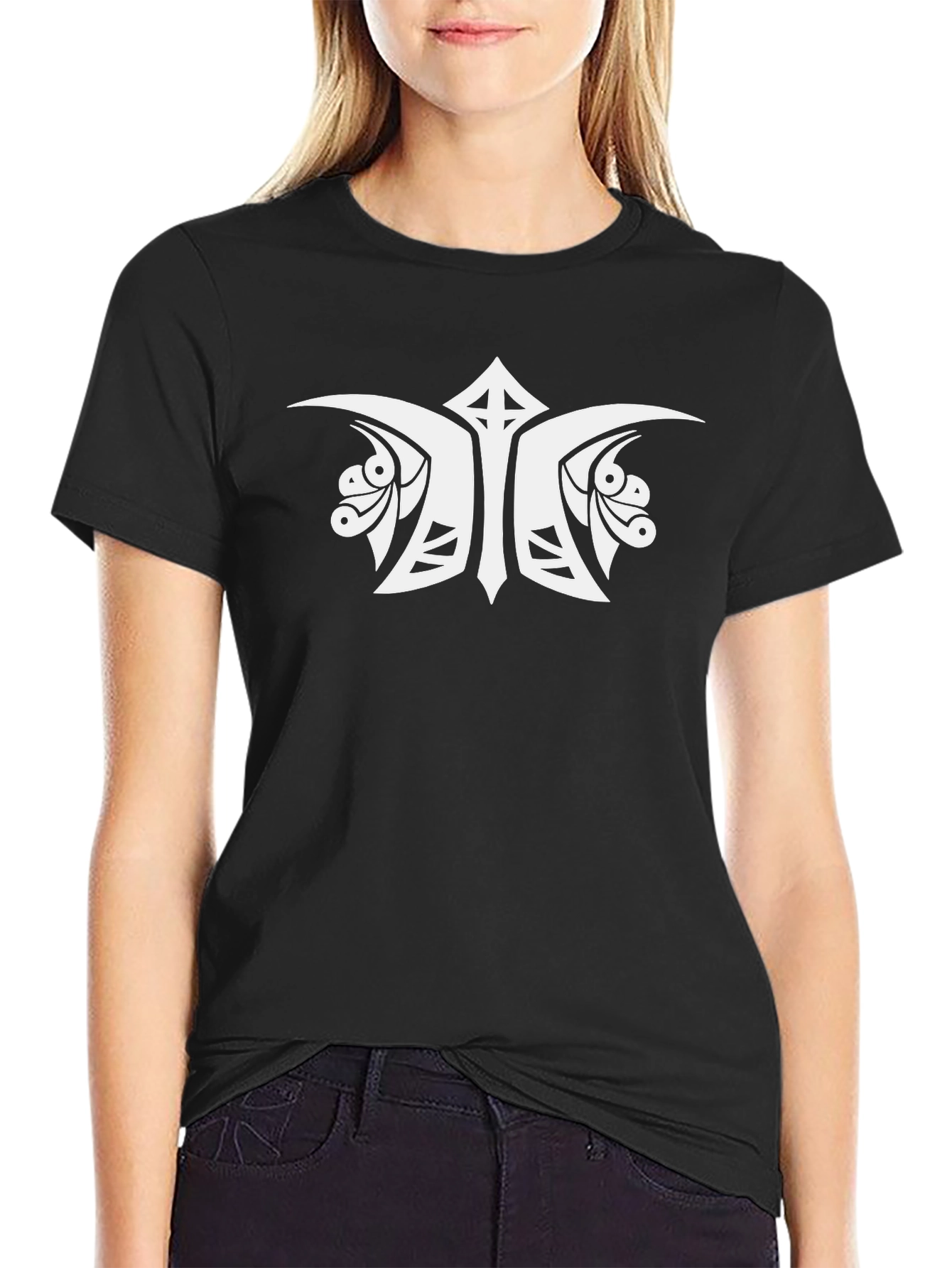 Black Tribal Graphic Black T-Shirt view 2
