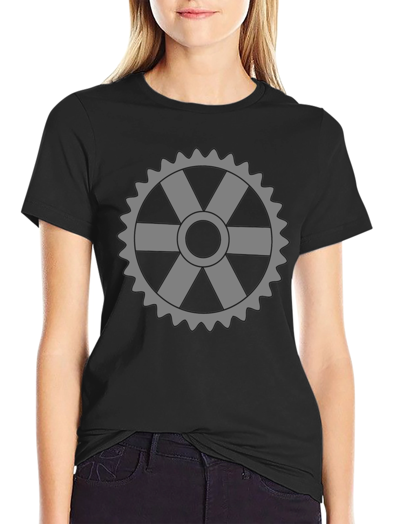 Black Cogwheel Graphic Tee - Cool & Comfortable view 2