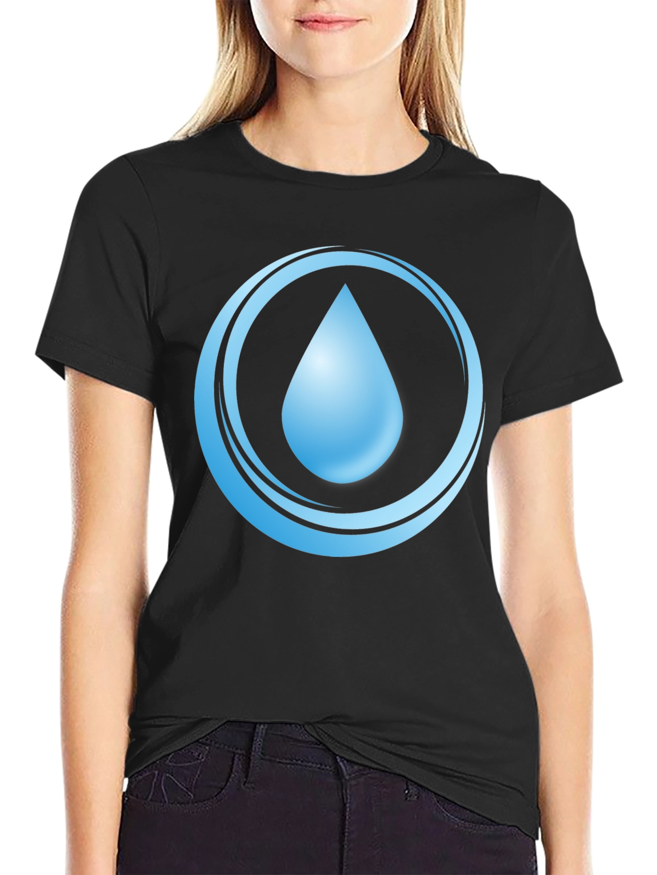 Black Water Drop Graphic T-Shirt - Men's Black Tee view 2
