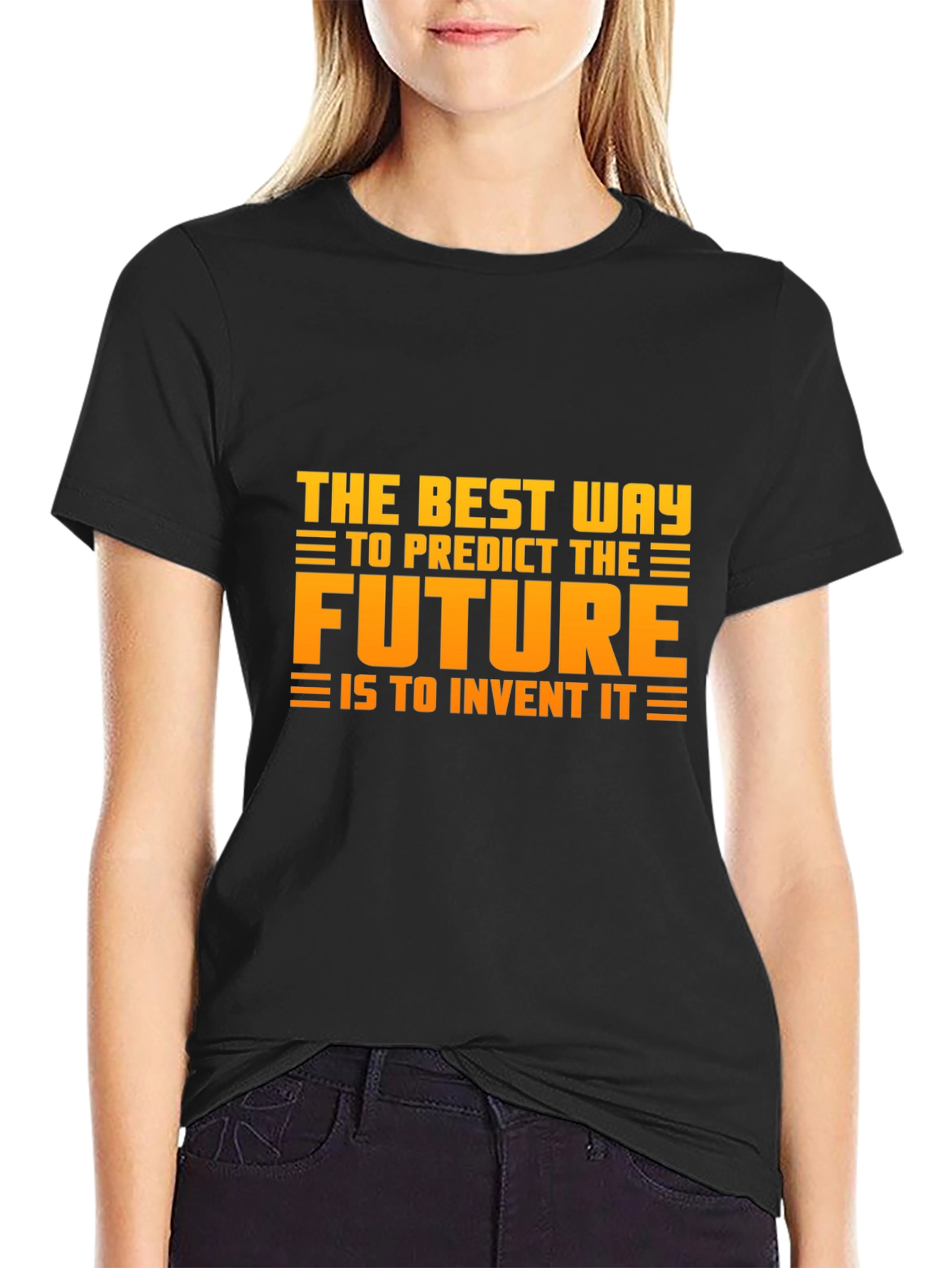 Black Invent The Future T-Shirt - Inspiring Quote Graphic Tee view 2