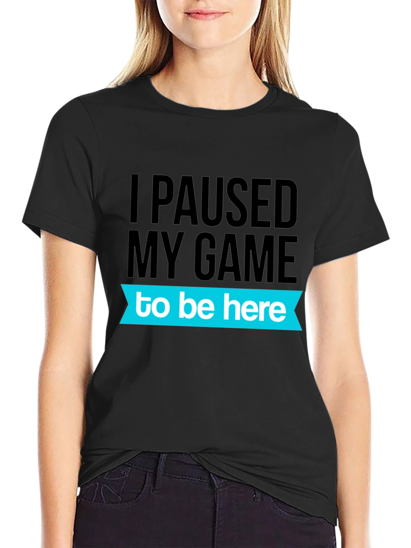 Black Gamer Humor T-Shirt - I Paused My Game view 2