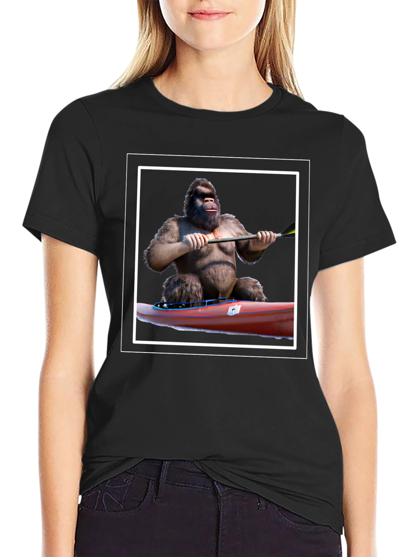Black Gorilla Kayaking Graphic Tee - Black T-Shirt view 2