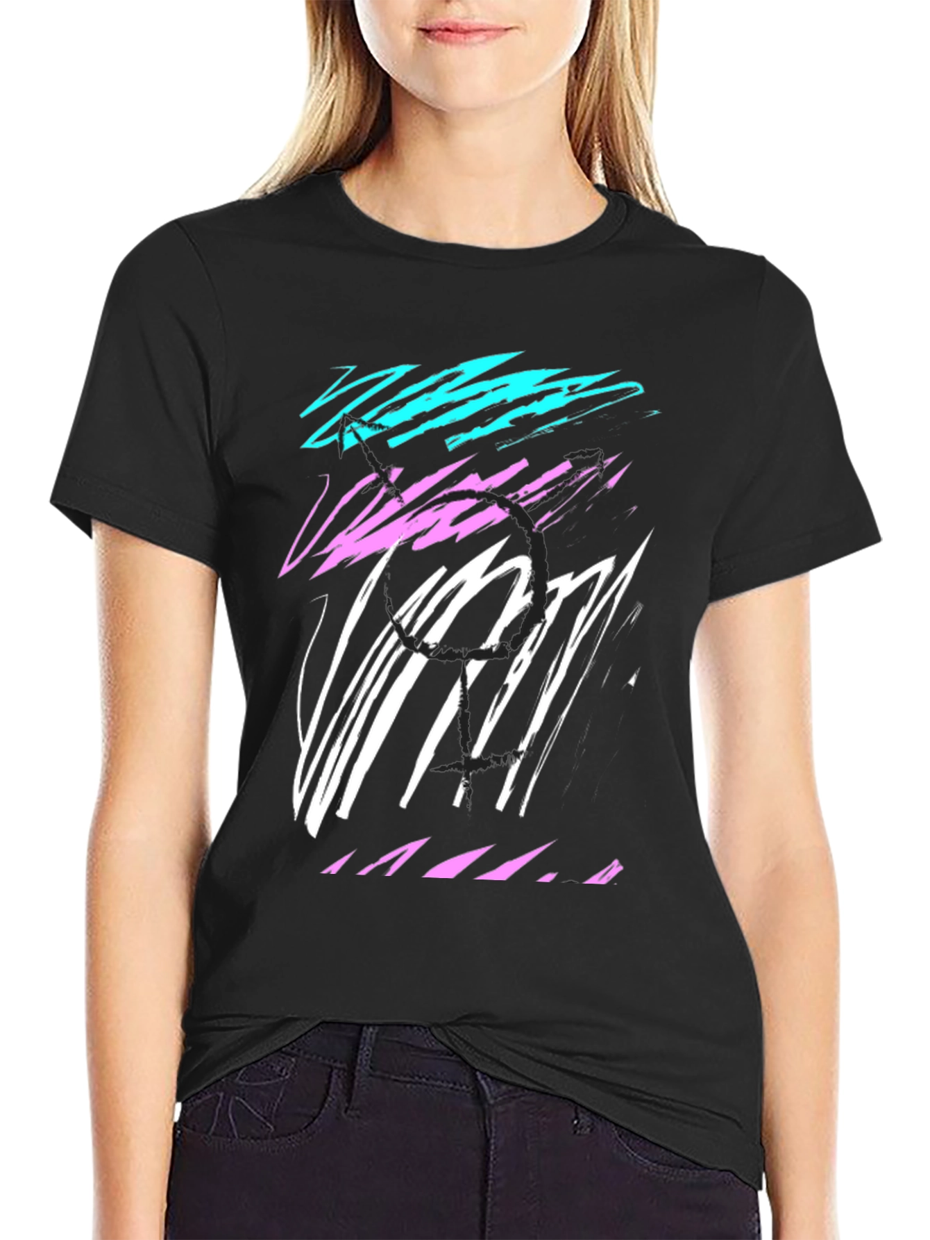 Black Abstract Graphic Tee - Stylish Casual Wear view 2
