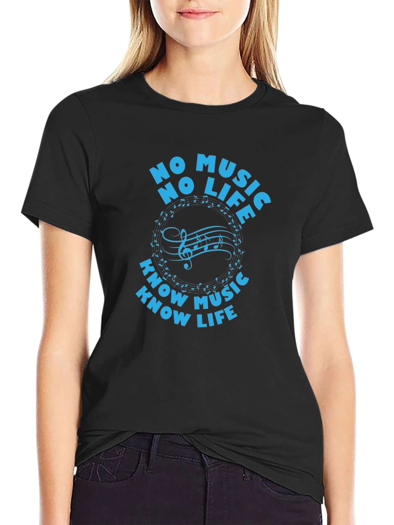 Black No Music No Life Graphic Tee - Black view 2