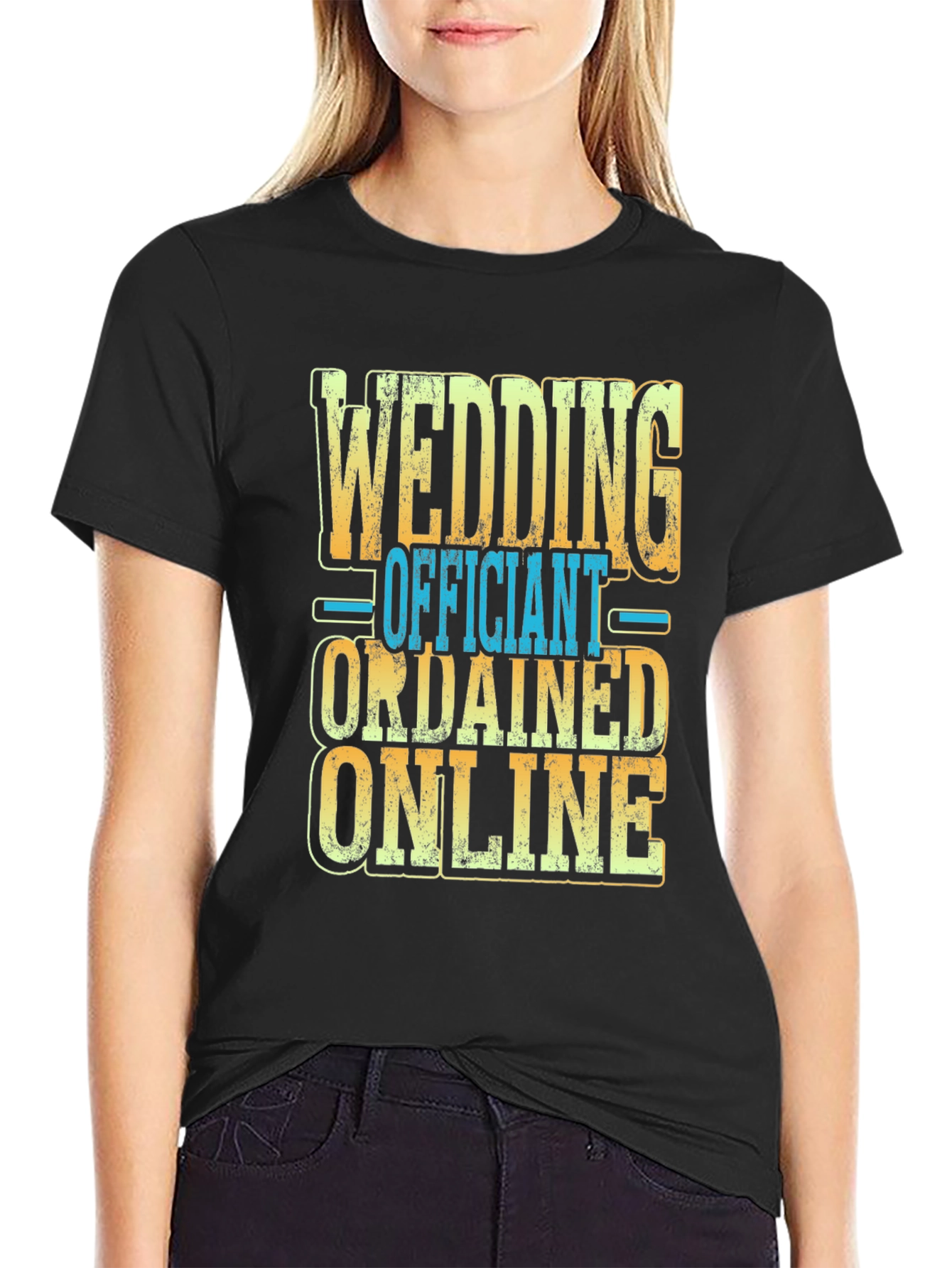 Black Wedding Officiant Ordained Online T-Shirt view 2