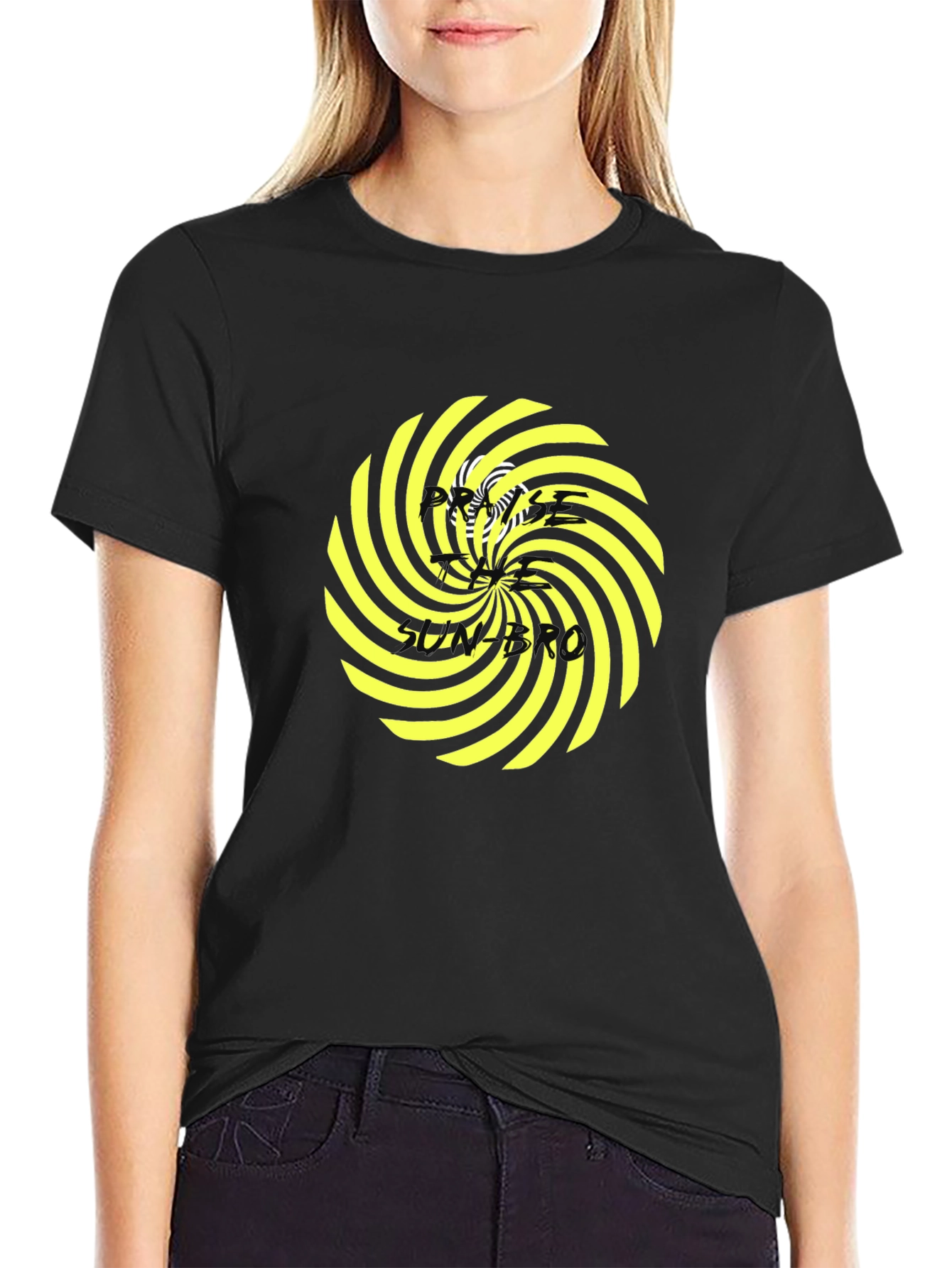 Black Hypnotic Swirl Graphic Tee - Black Cotton Comfort view 2