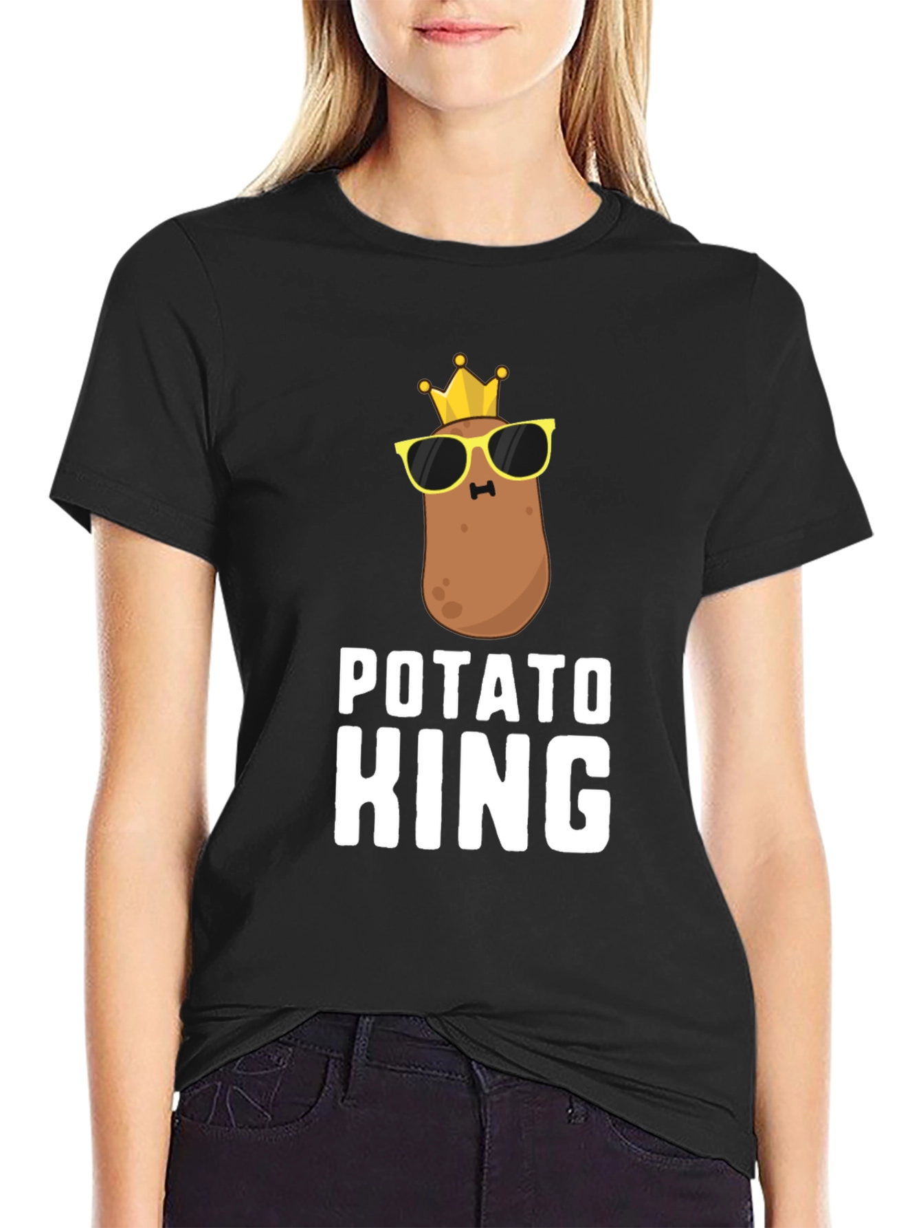 Black Potato King T-Shirt - Funny Graphic Tee view 2