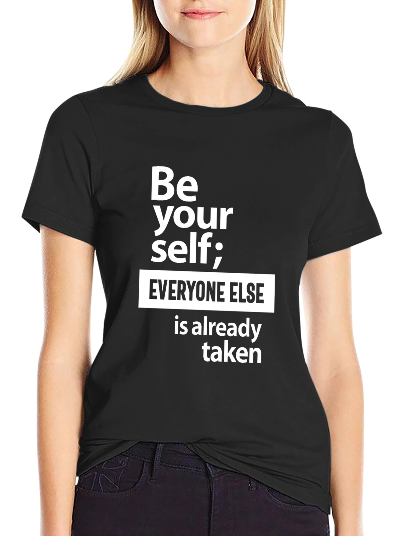 Black Be Yourself Graphic Tee - Inspirational Black T-Shirt view 2