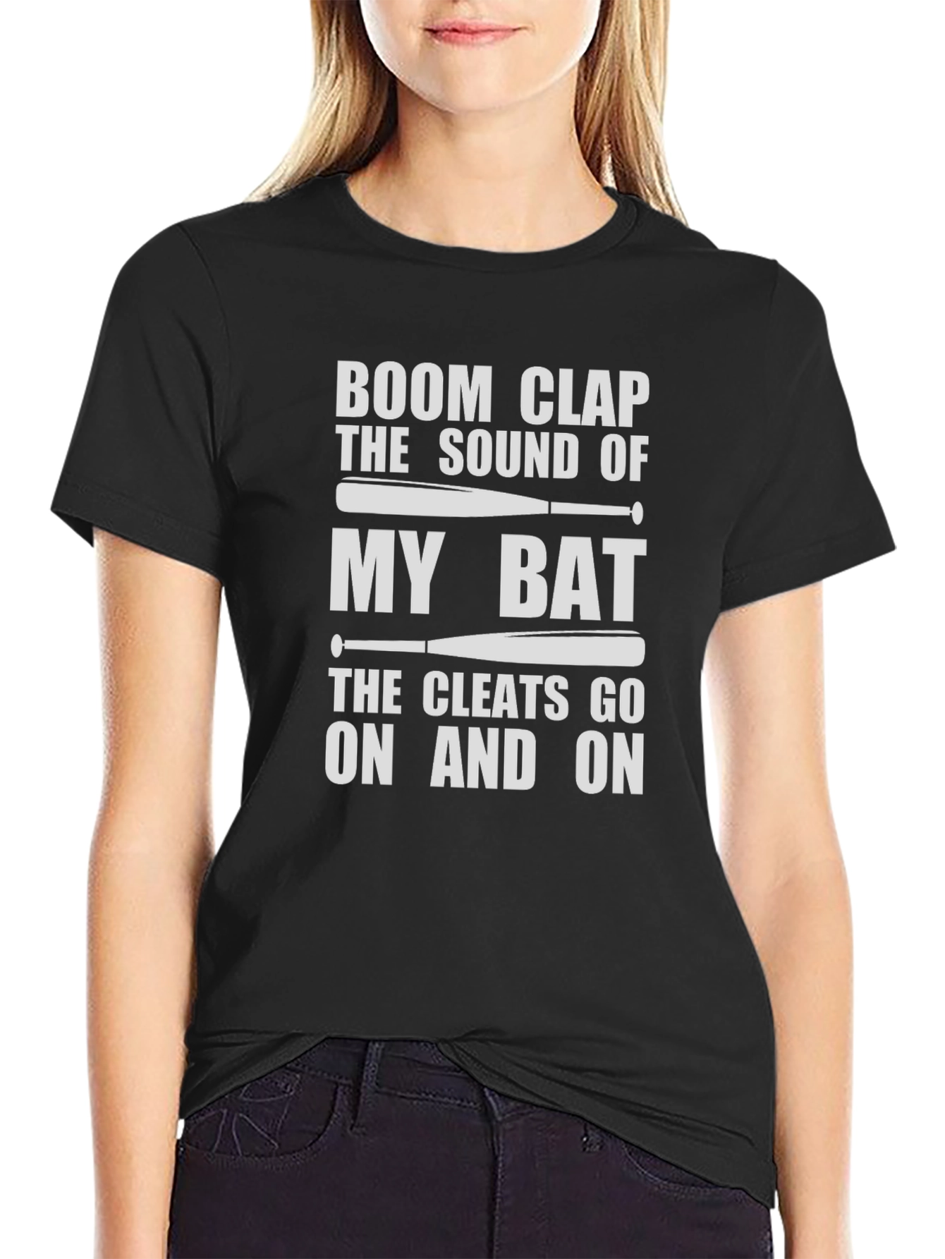Black Boom Clap My Bat Baseball T-Shirt view 2
