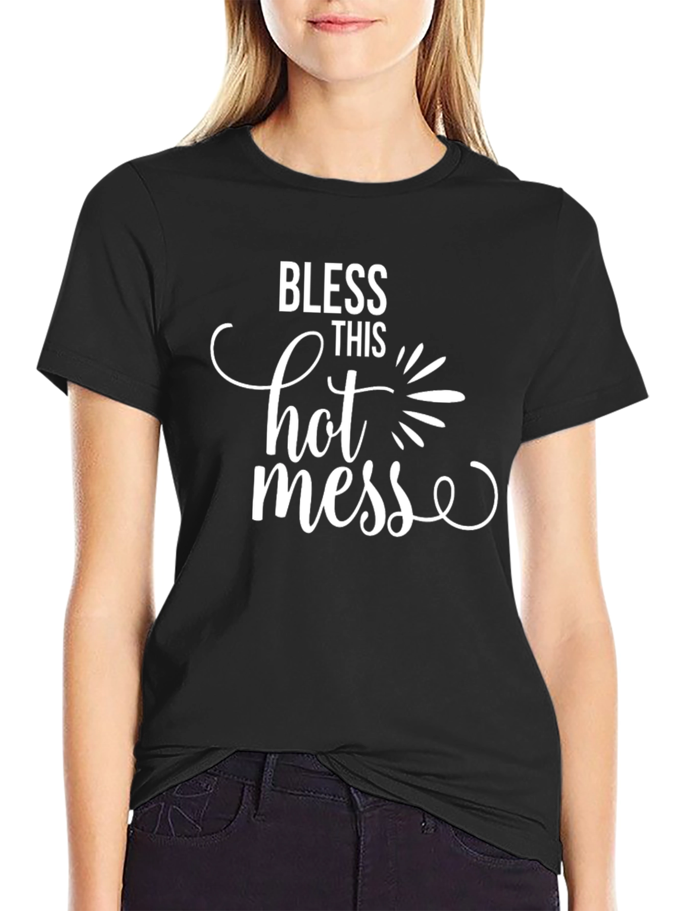 Black Bless This Hot Mess Graphic Tee view 2