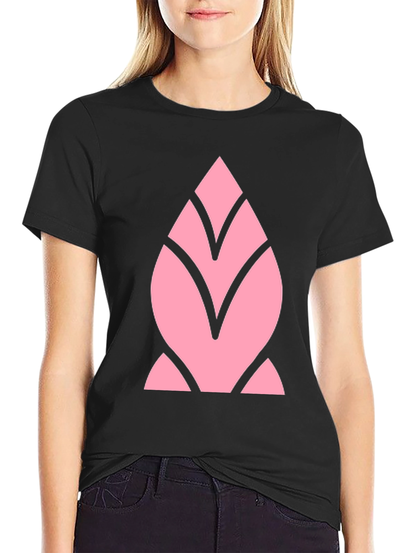 Black Pink Geometric Black T-Shirt view 2