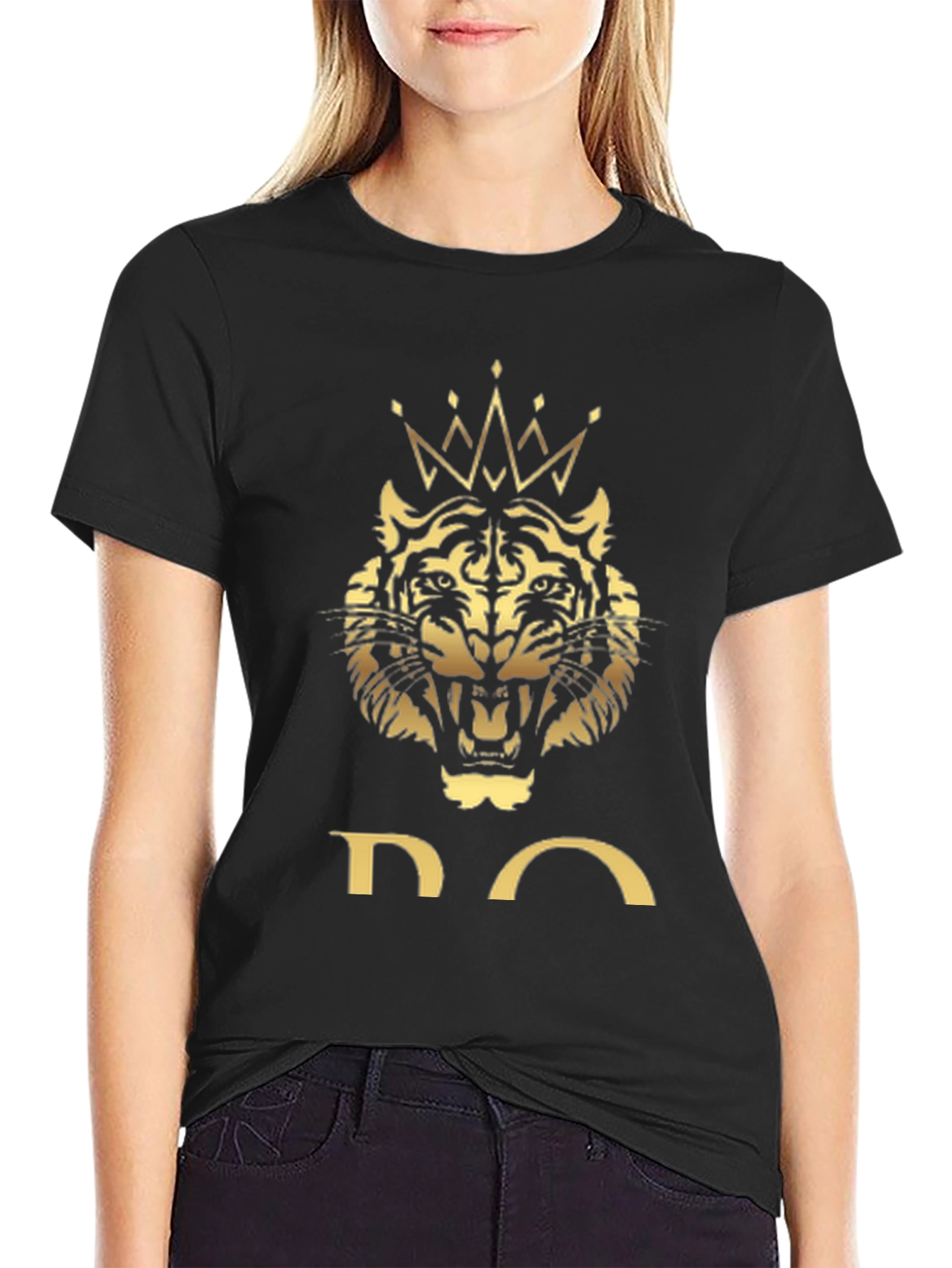 Black King Tiger Graphic Tee - Black Cotton Blend view 2