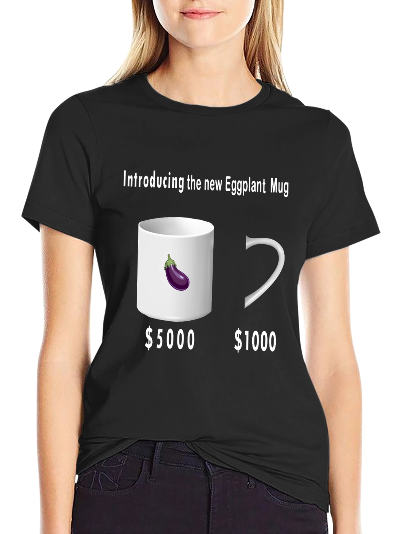 Black Eggplant Mug T-Shirt - Humorous Design view 2