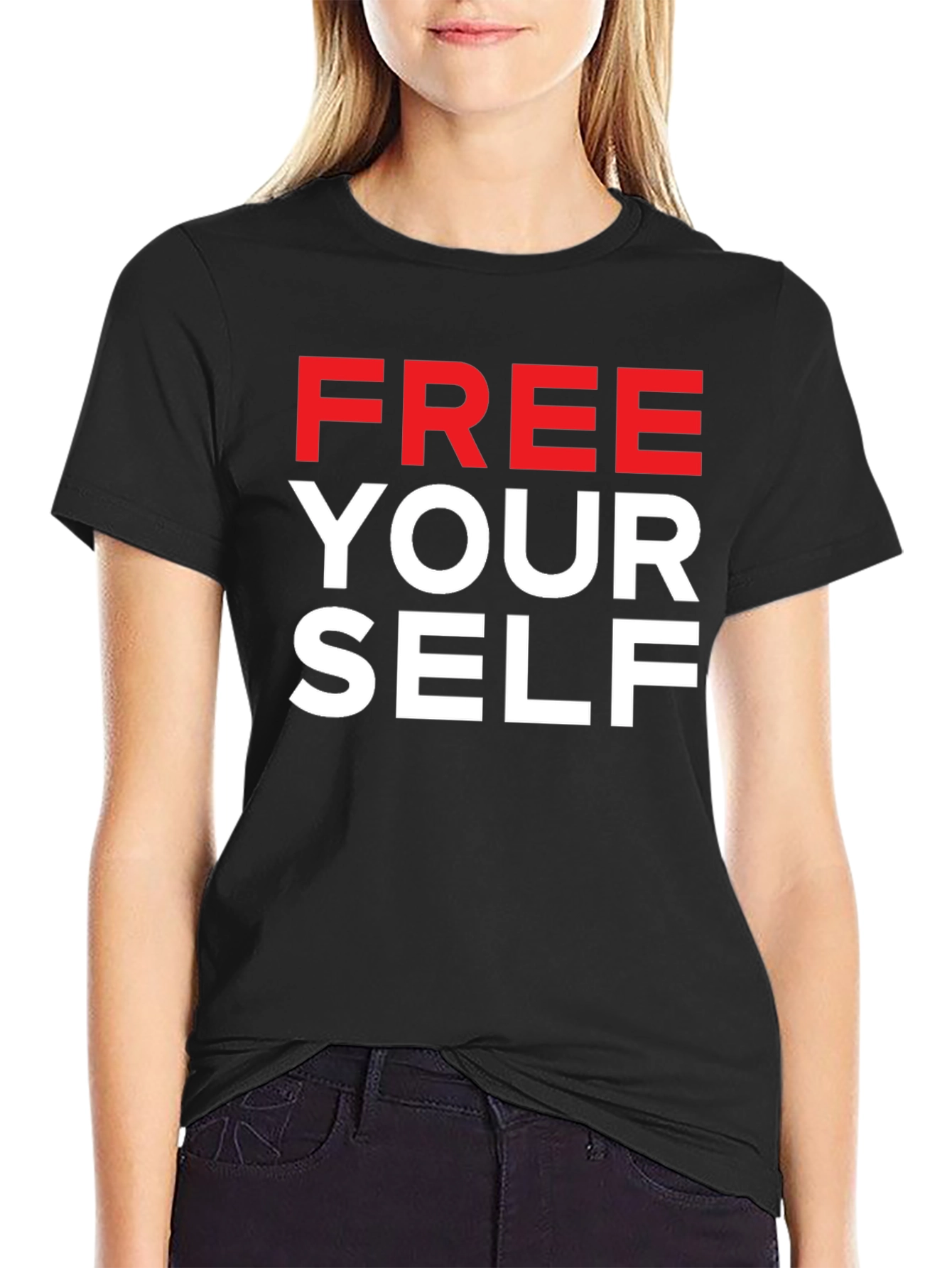 Black Free Yourself Graphic T-Shirt - Bold Statement Tee view 2