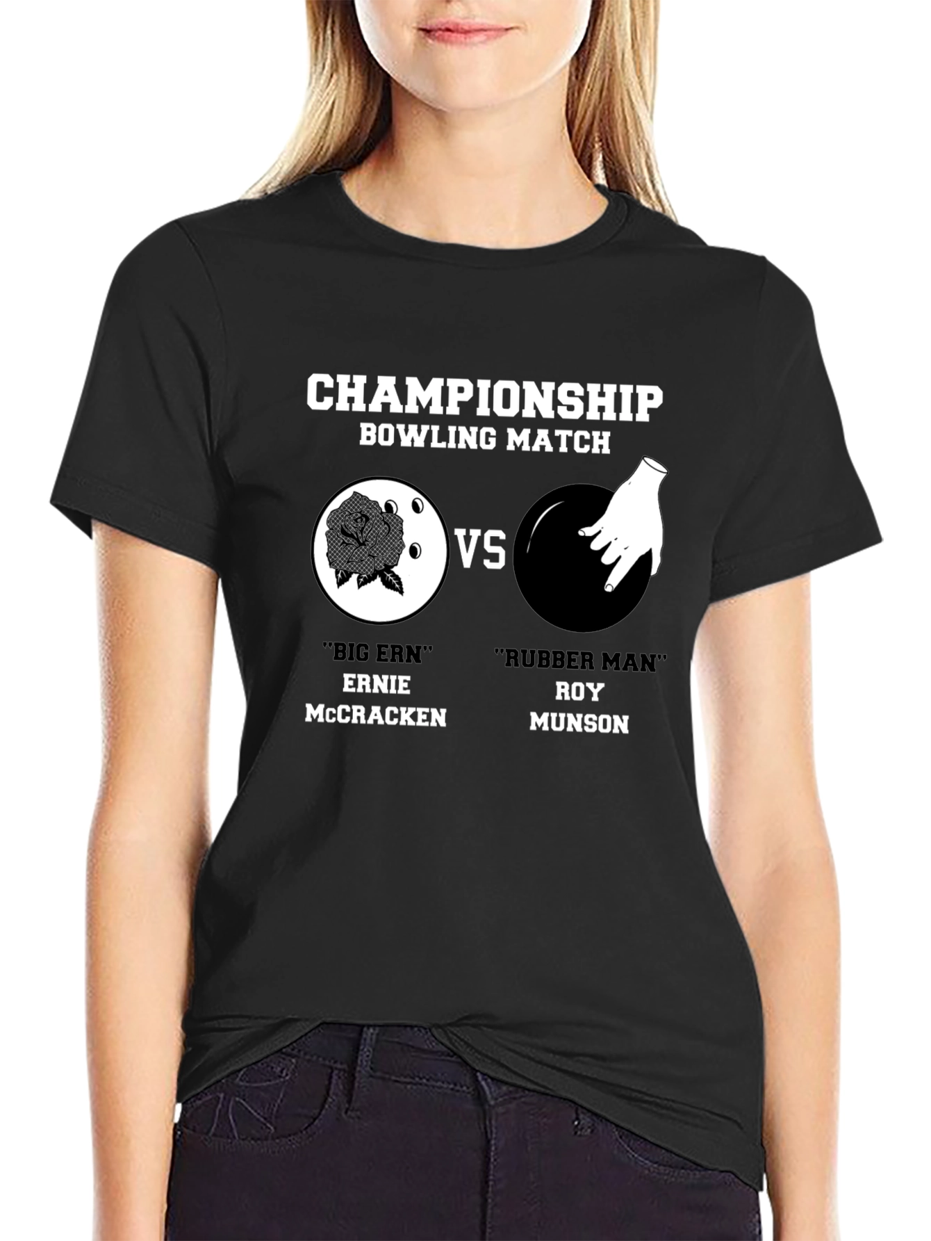 Black Championship Bowling Match T-Shirt view 2