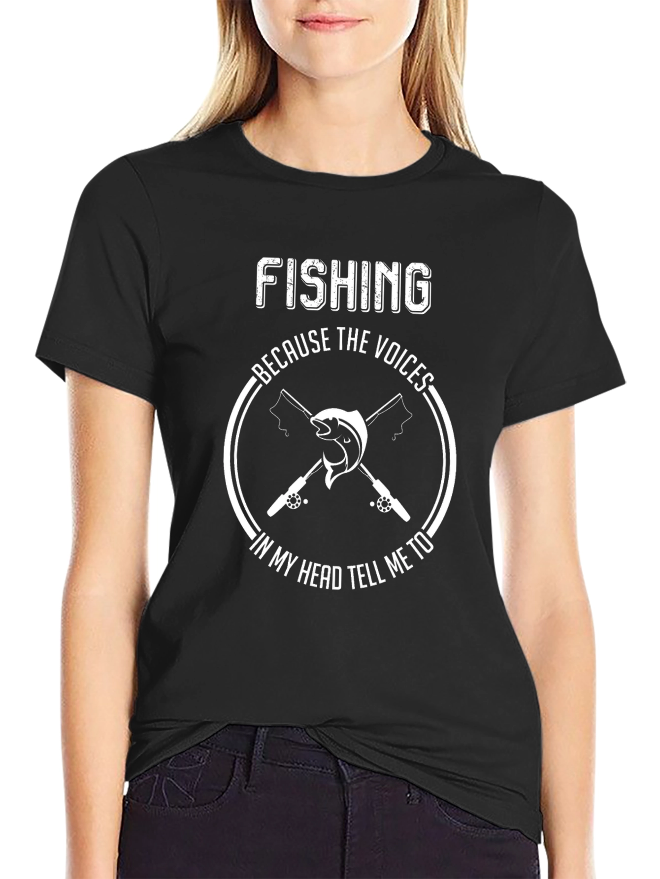Black Fishing Voices T-Shirt - Angler Funny Tee view 2