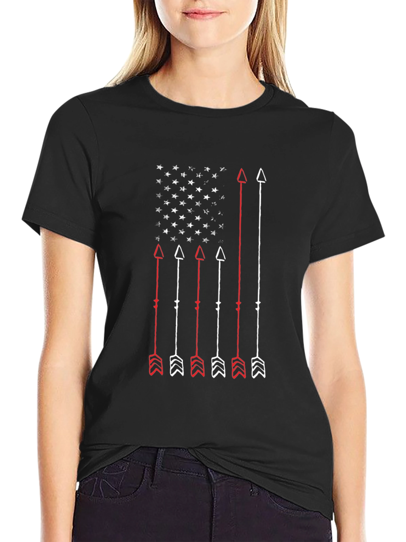 Black Arrow Flag Graphic Tee - Patriotic Archery Design view 2