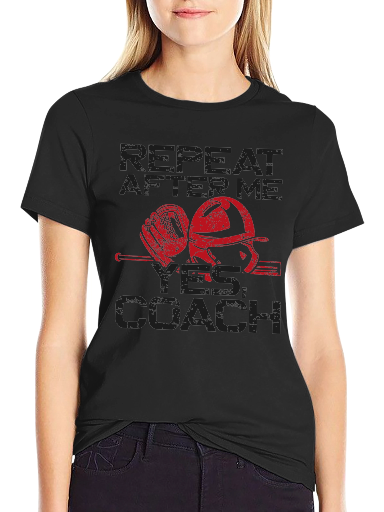 Black Repeat After Me, Yes Coach - Baseball Graphic Tee view 2