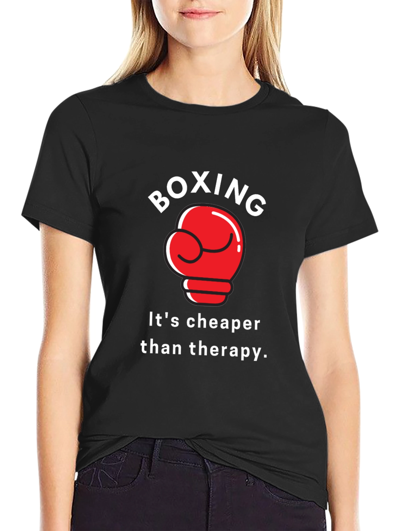 Black Boxing Therapy Graphic T-Shirt view 2