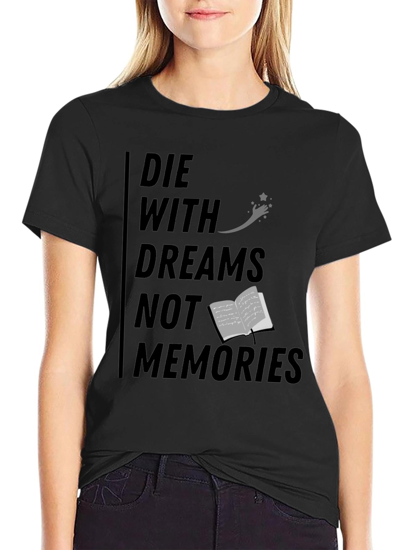 Black Die With Dreams Graphic T-Shirt view 2