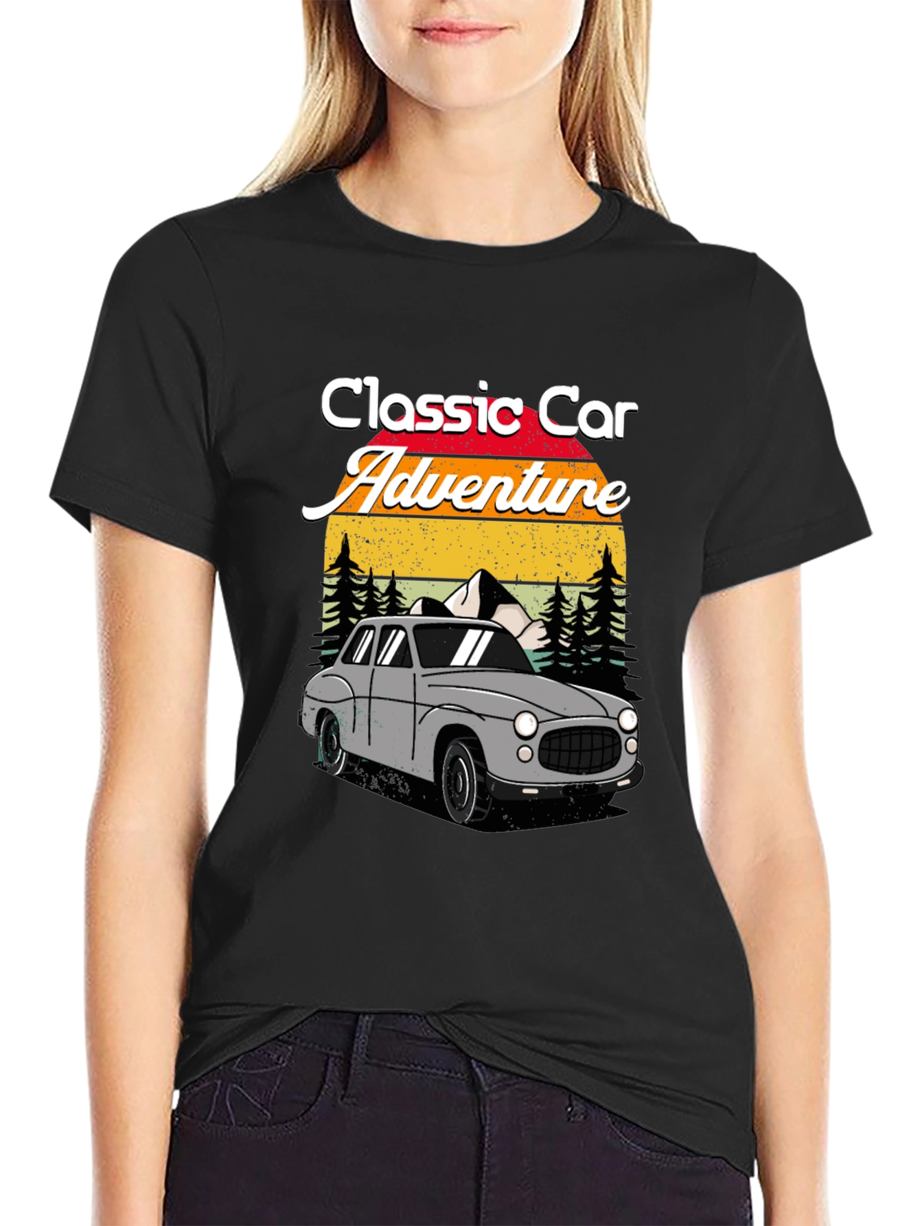Black Classic Car Adventure T-Shirt view 2
