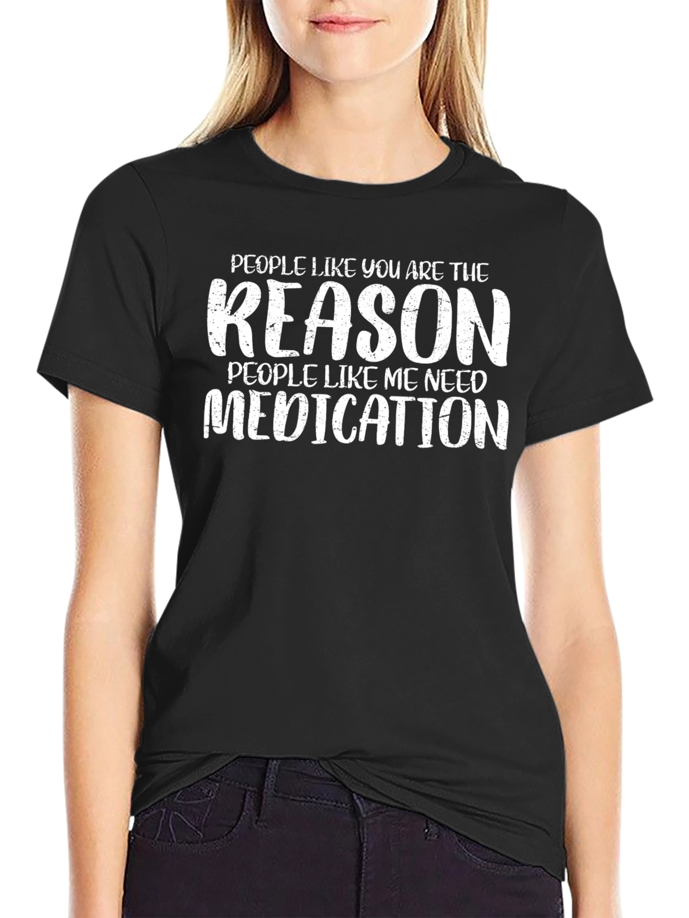 Black Funny Medication T-Shirt - Sarcastic Humor Tee view 2