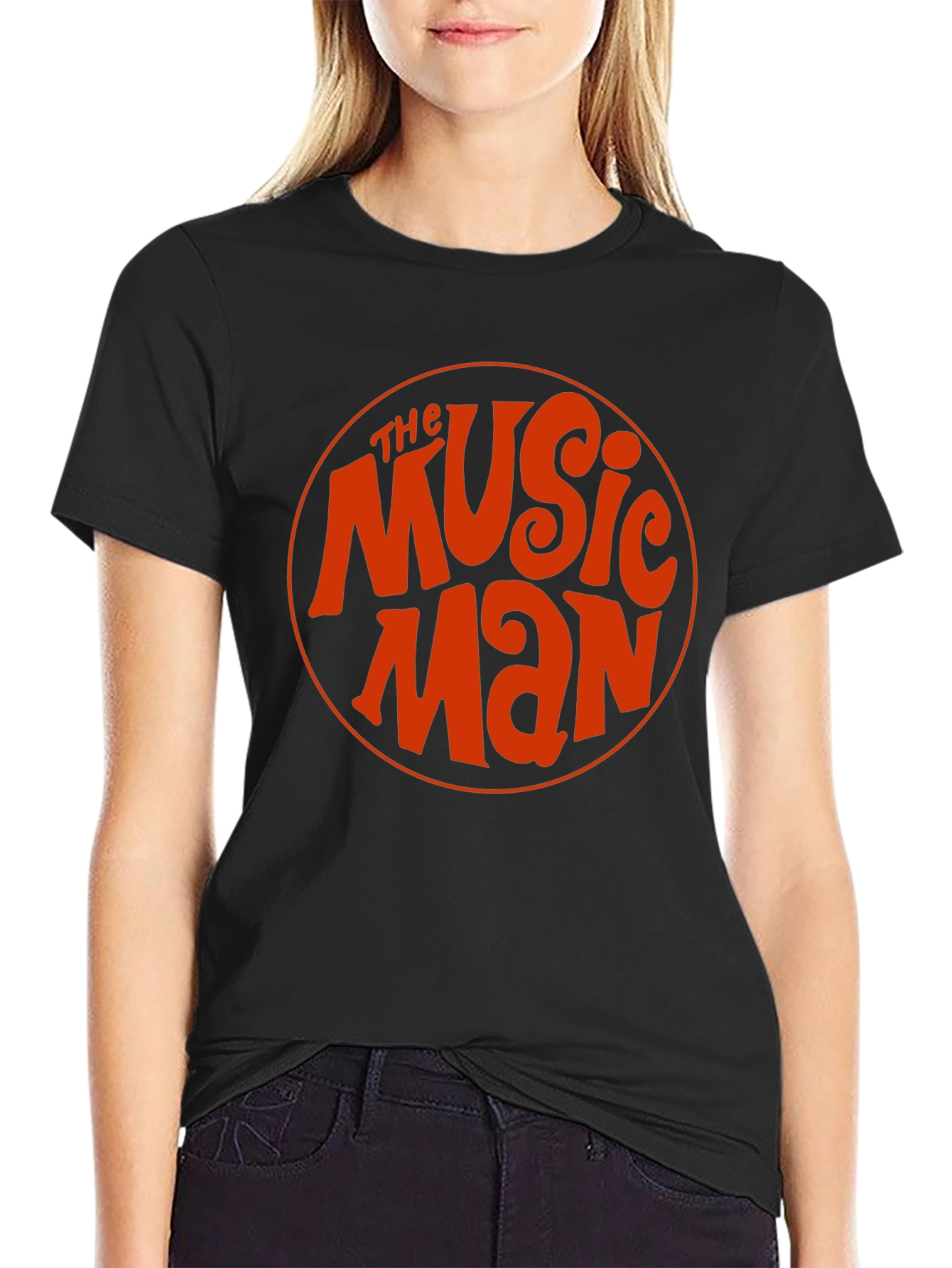 Black The Music Man Retro Style Black T-Shirt view 2
