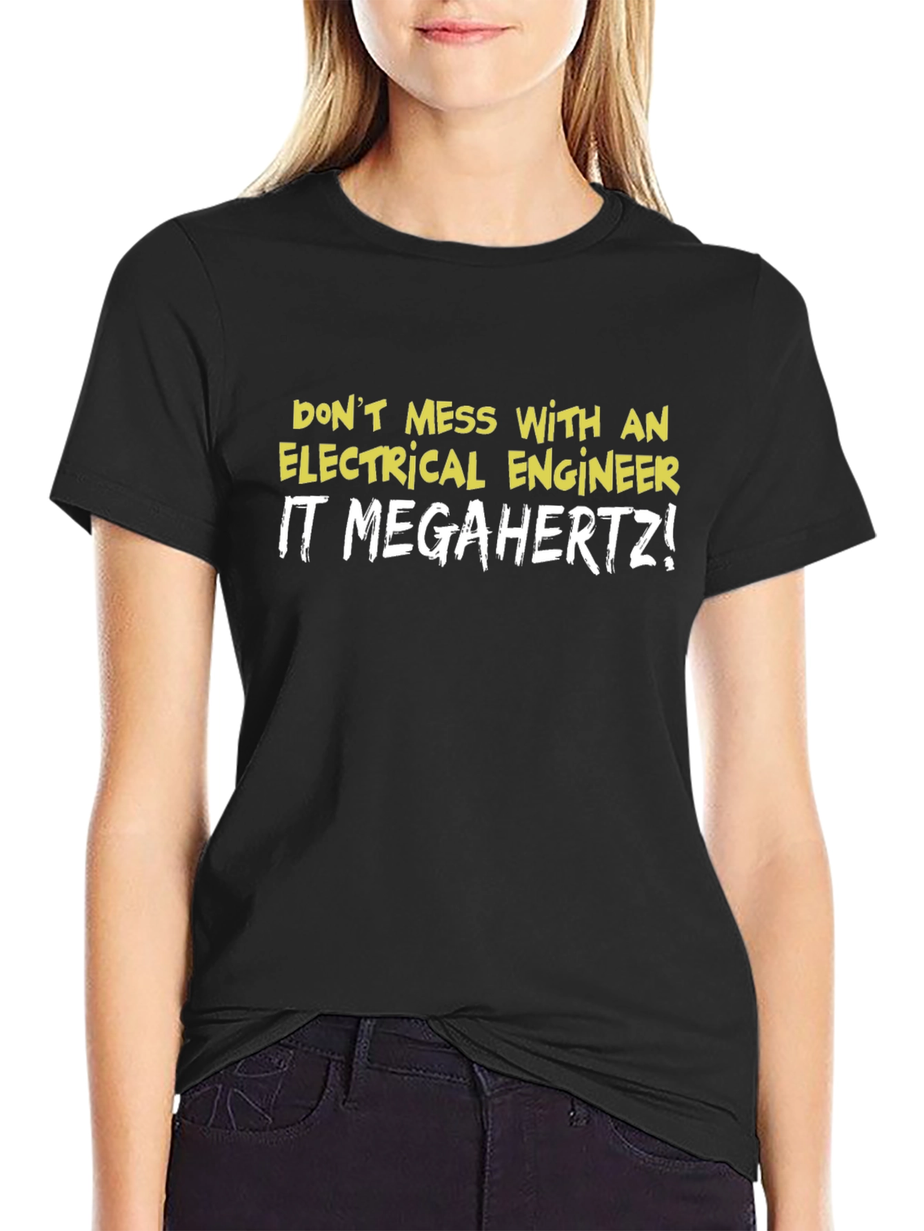 Black Electrical Engineer Humor T-Shirt view 2