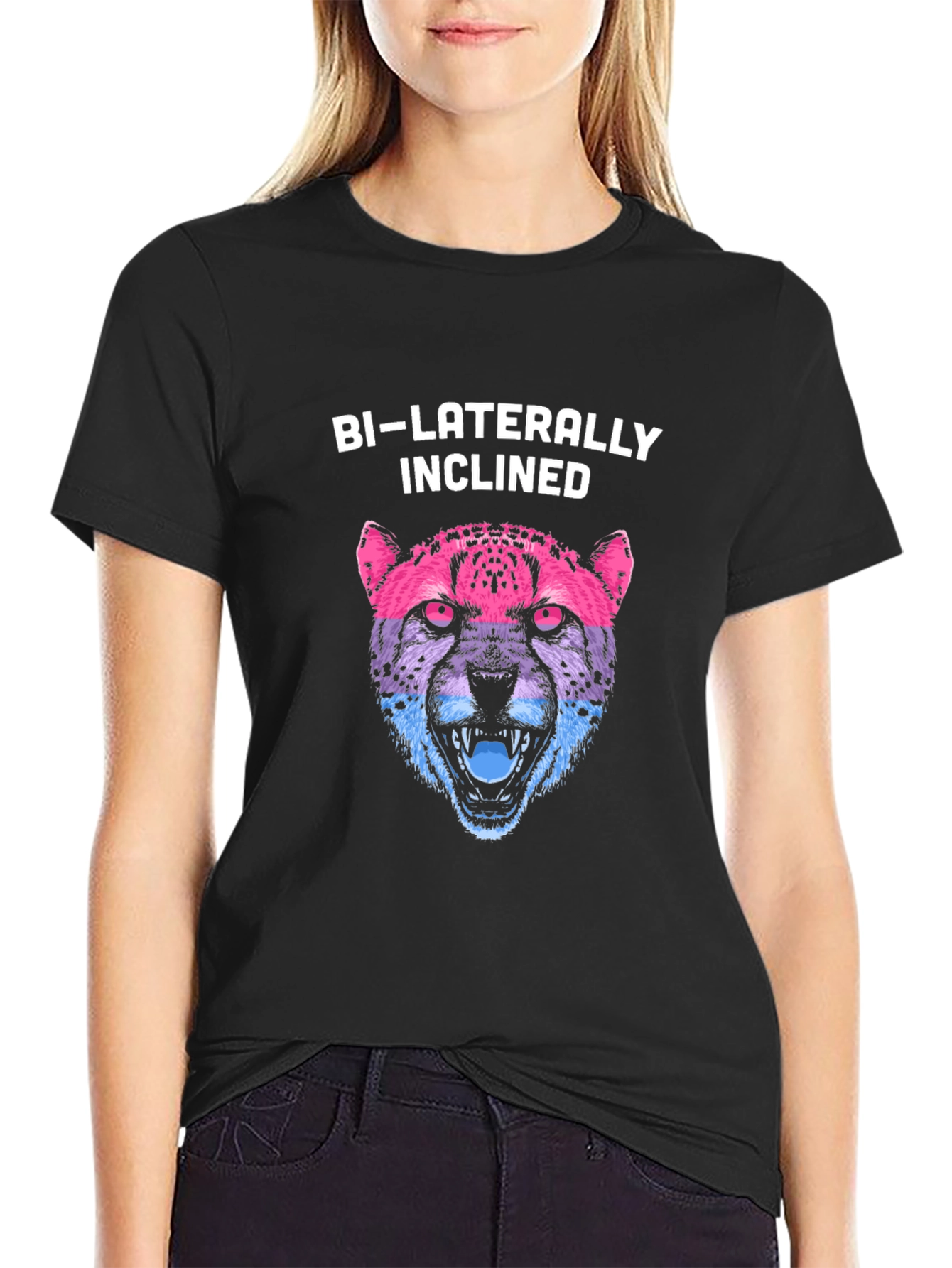 Black Bi-laterally Inclined Cheetah Tee view 2