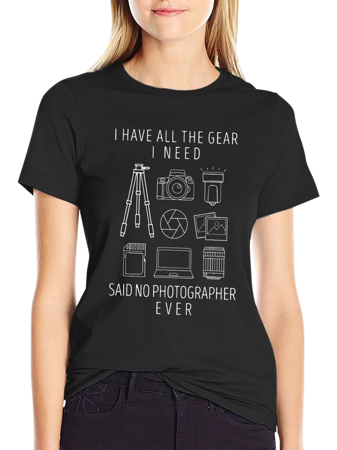 Black Photographer Gear Graphic Tee - Funny Photography T-Shirt view 2