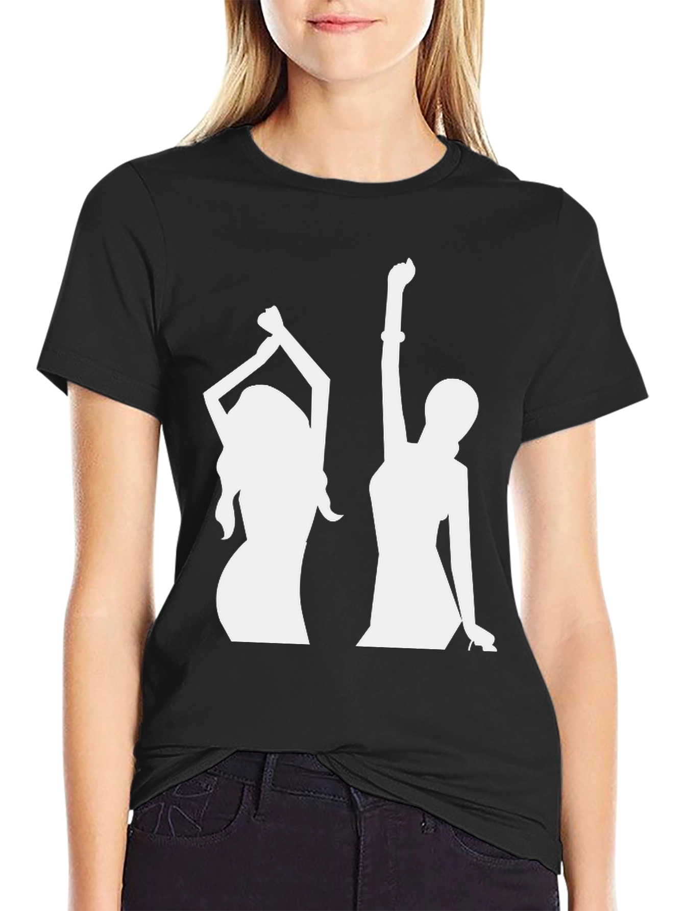 Black Silhouette Dance Graphic Black Tee view 2