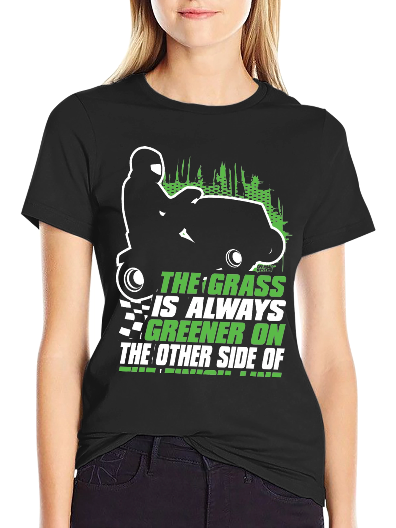 Black The Grass is Always Greener T-Shirt view 2
