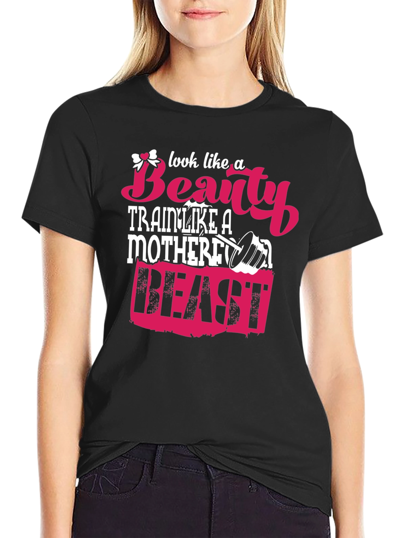 Black Look Like A Beauty Train Like A Beast T-Shirt view 2