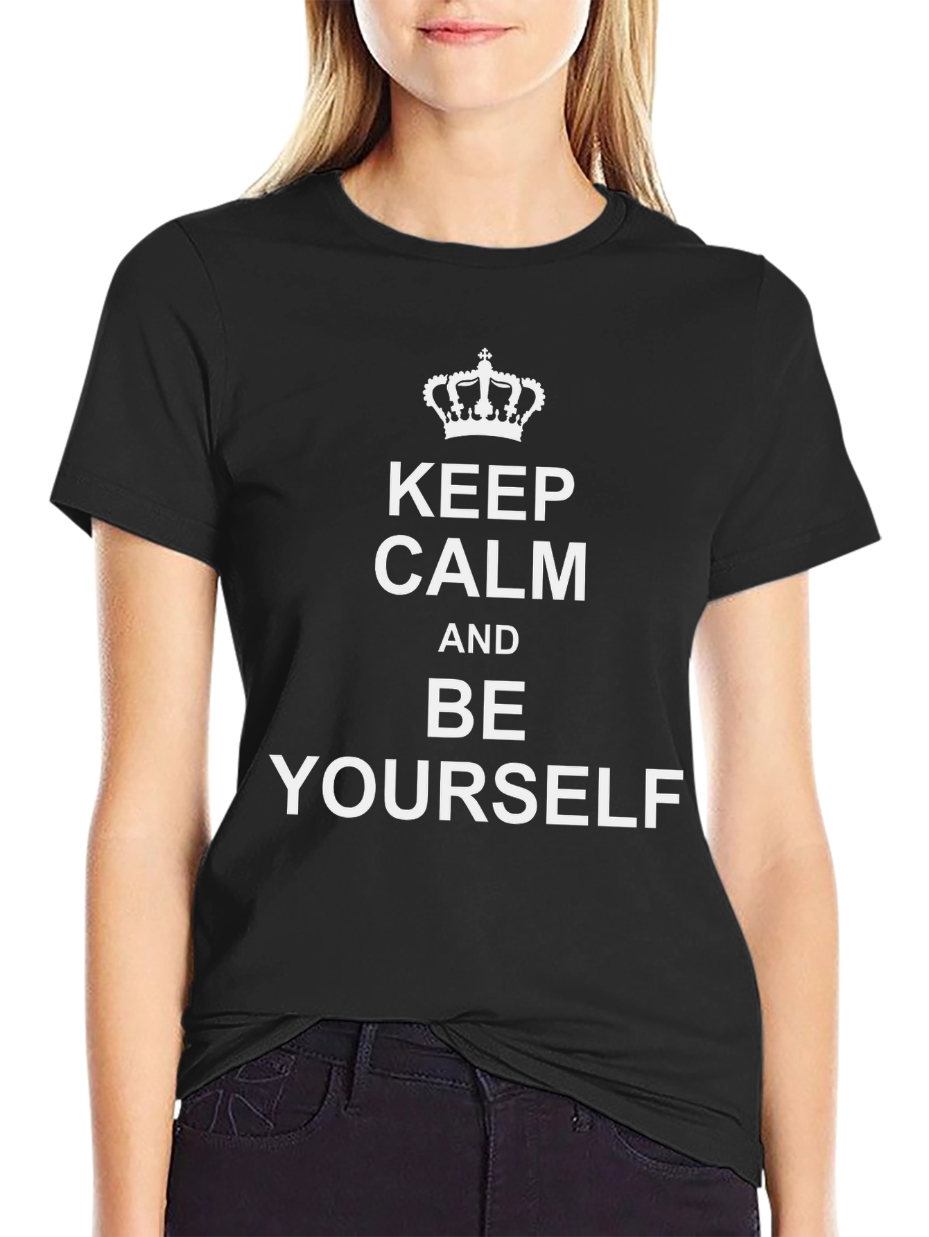 Black Keep Calm & Be Yourself Black T-Shirt view 2