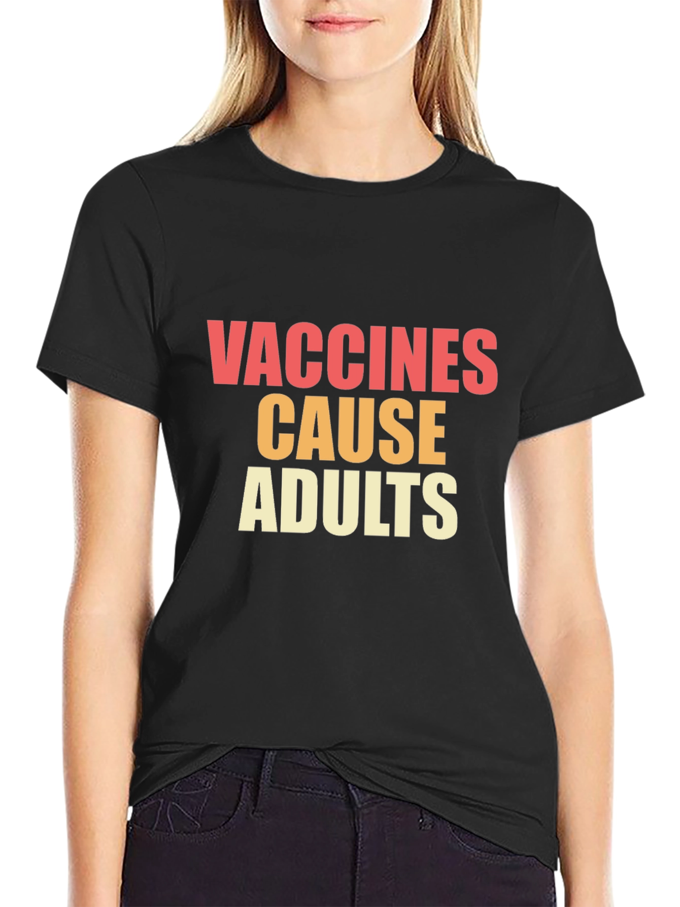Black Vaccines Cause Adults Graphic Tee view 2